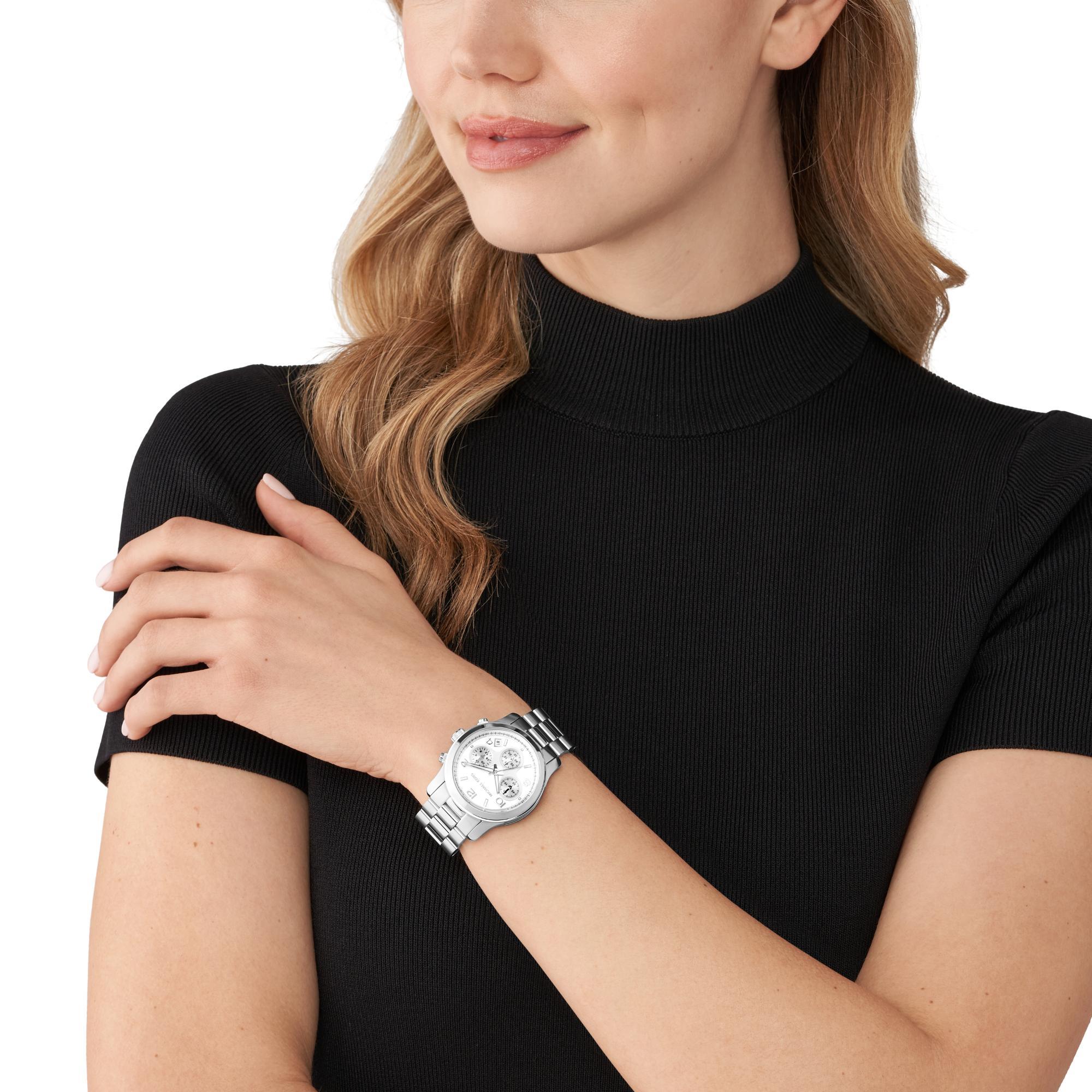 Michael Kors Runway Chronograph Stainless Steel Silver Dial Women's Watch MK7325