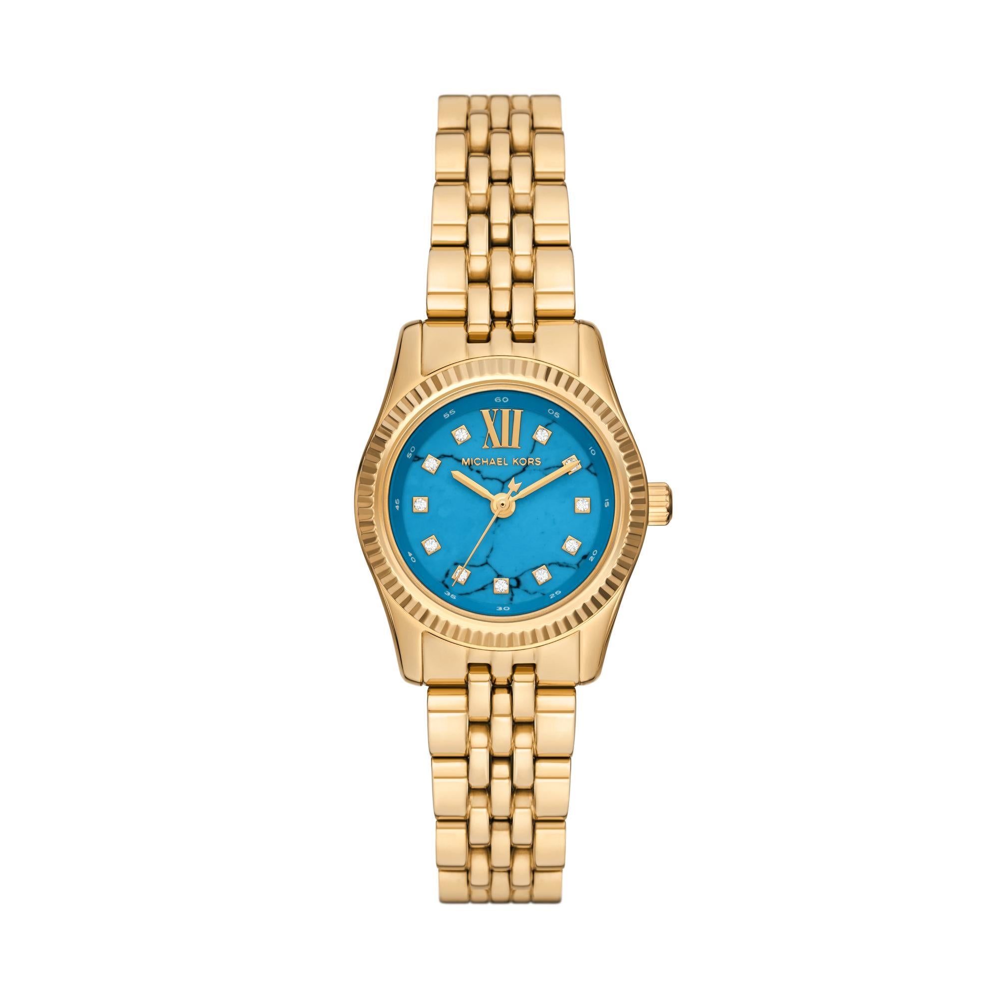 Michael Kors Lexington Gold-Tone Stainless Steel Blue Dial Women's Watch MK4813