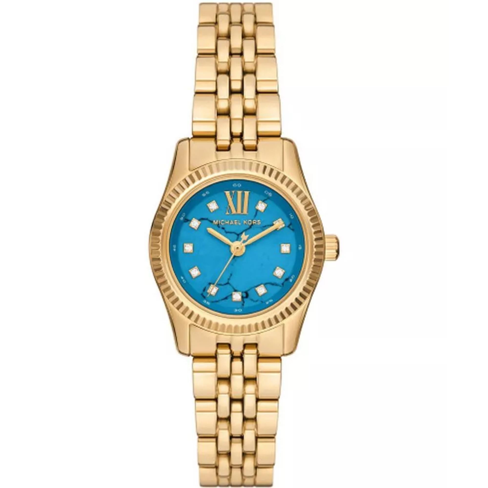 Michael Kors Lexington Gold-Tone Stainless Steel Blue Dial Women's Watch MK4813