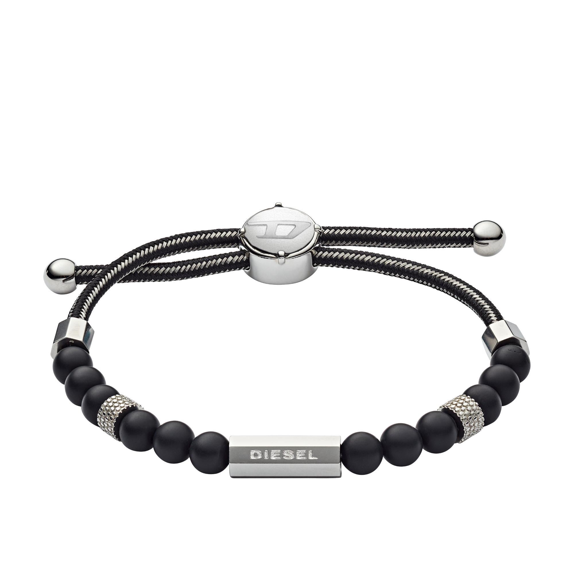Diesel Beaded Black Agate Men’s Bracelet DX1151040