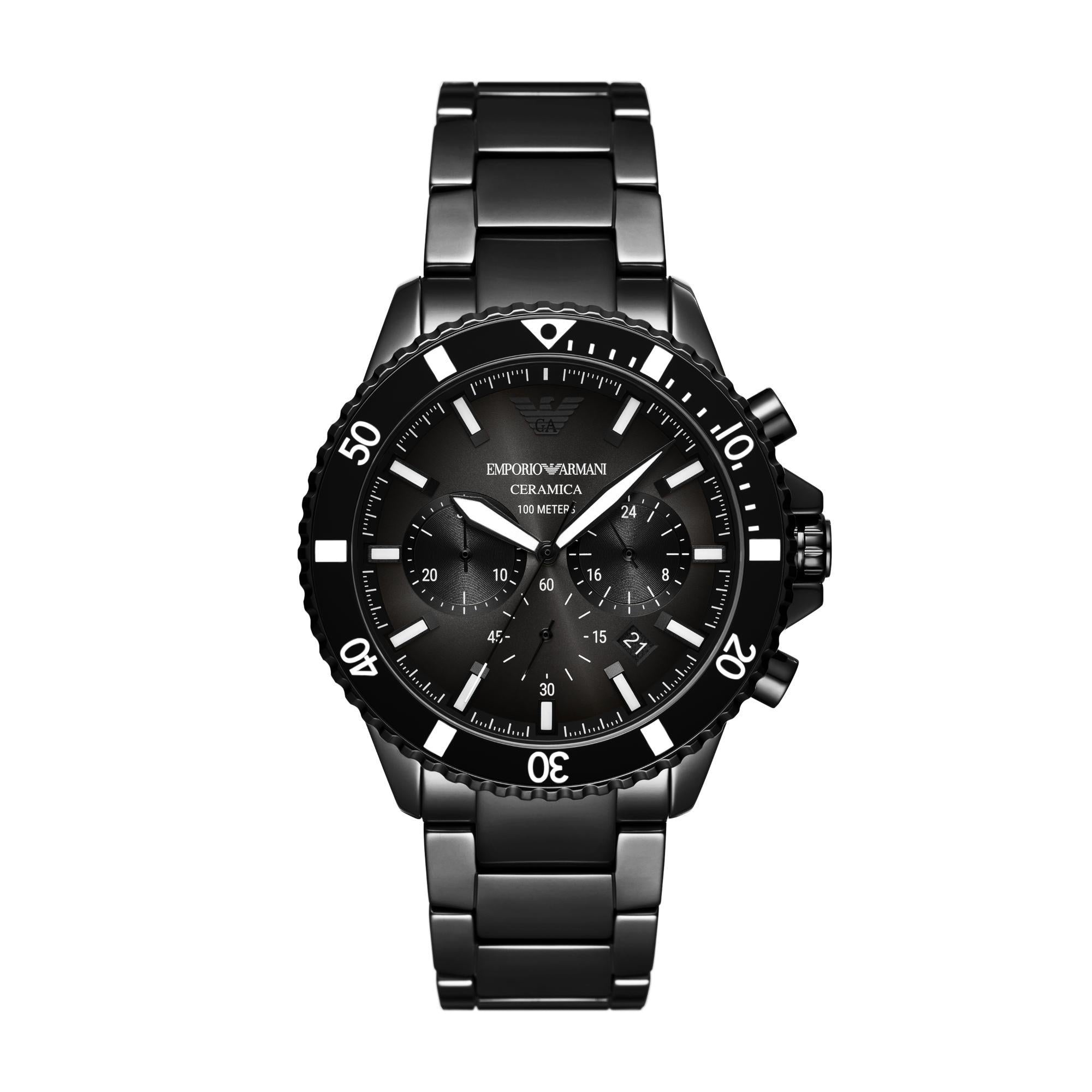 Emporio Armani World Explorer Chronograph Black Ceramic Black Dial Men's Watch AR70010