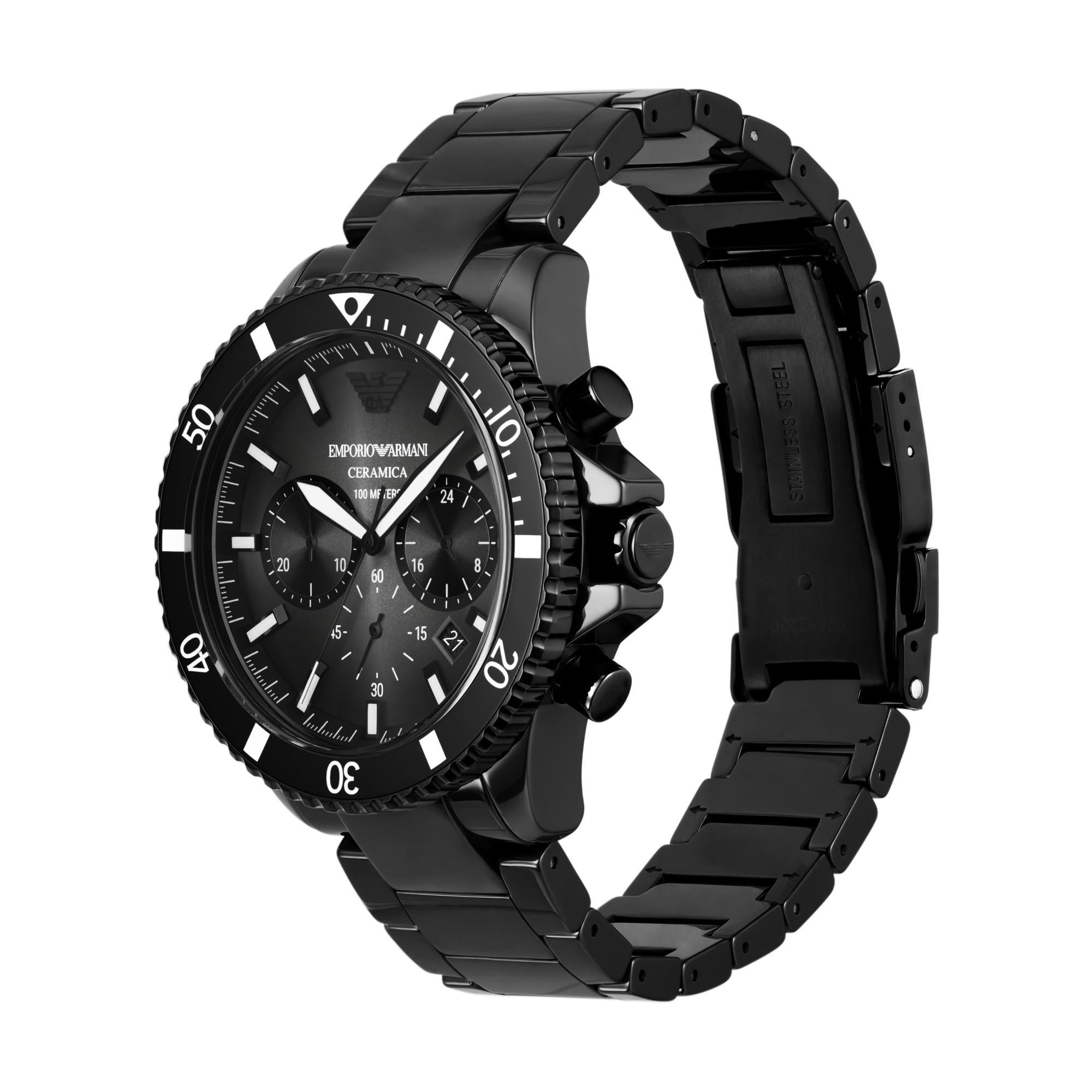 Emporio Armani World Explorer Chronograph Black Ceramic Black Dial Men's Watch AR70010