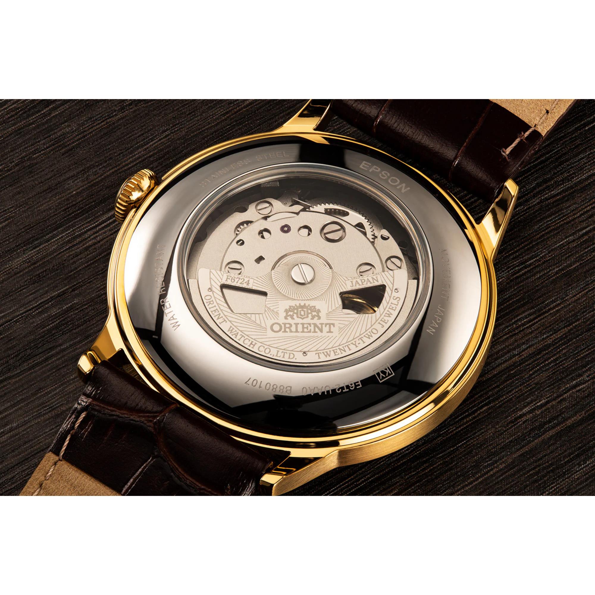 Orient Bambino Open Heart Cream Dial Brown Leather Strap Men’s Watch RA-AG0003S30B