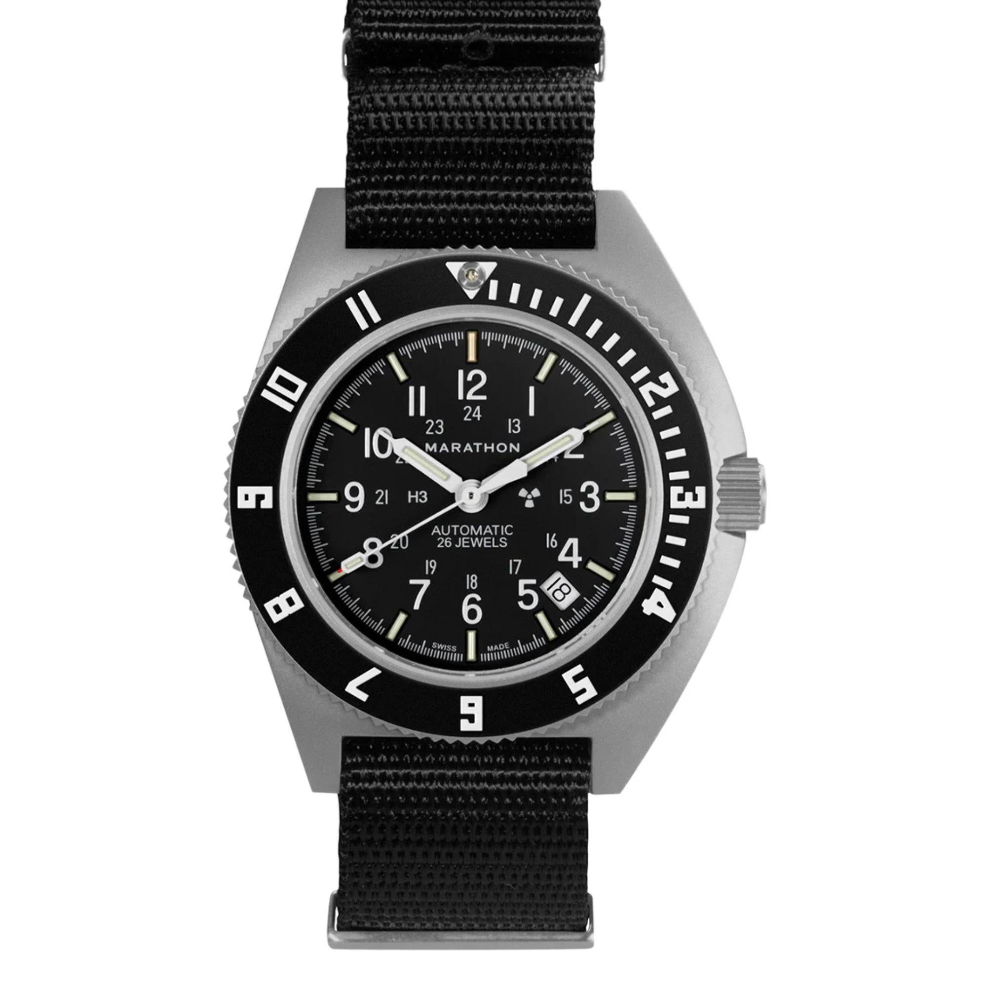 Marathon Steel Navigator Automatic (SSNAV-D AUTO) on Nylon DEFSTAN Black Dial Men's Watch WW194030SS-0103
