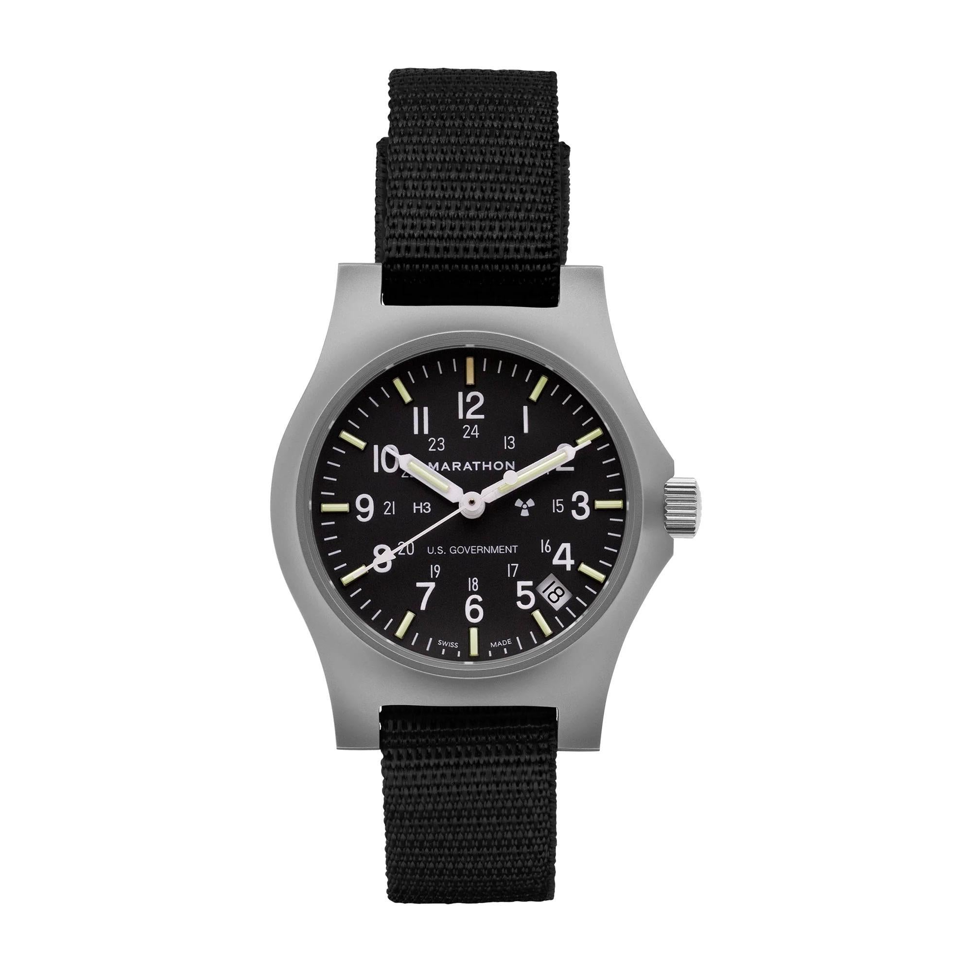 Marathon GPQ-D Officer's Date Quartz Black Dial Men's Watch WW194015SS-0001