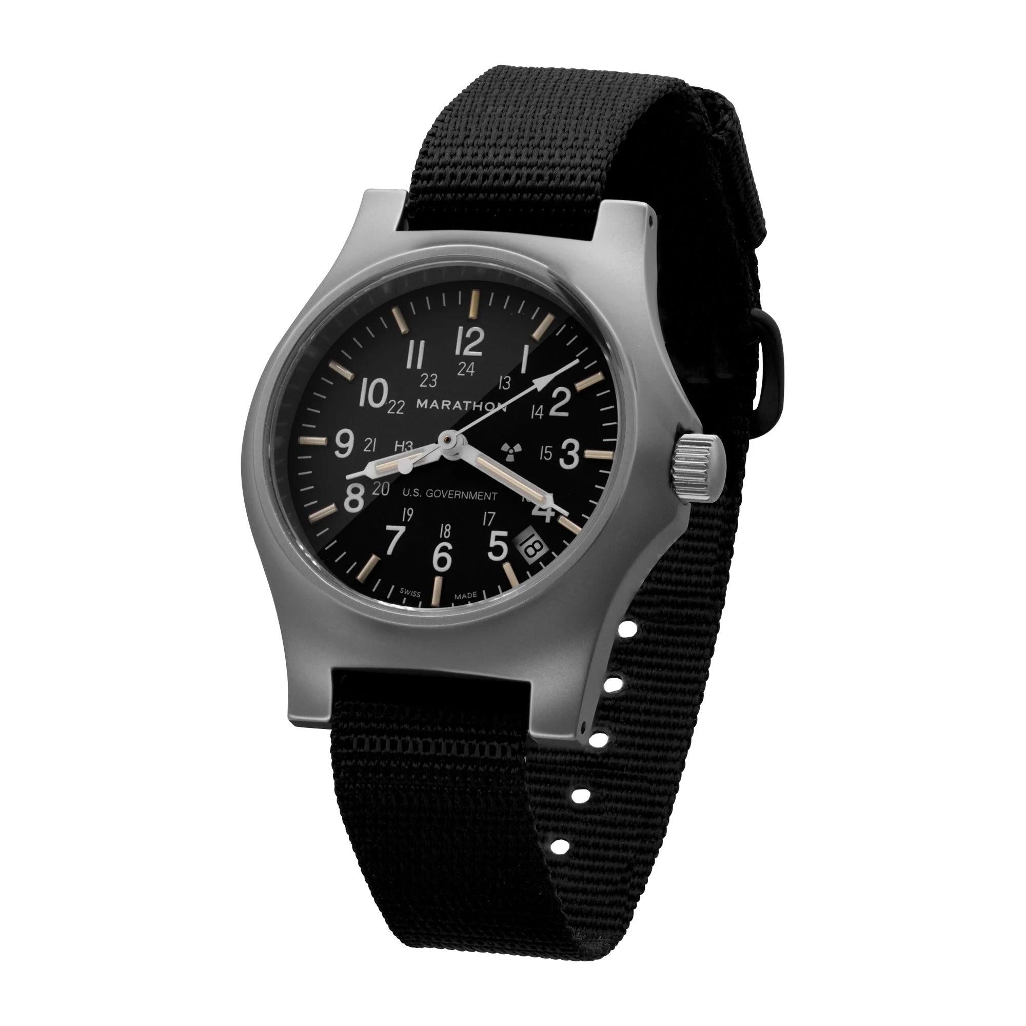 Marathon GPQ-D Officer's Date Quartz Black Dial Men's Watch WW194015SS-0001