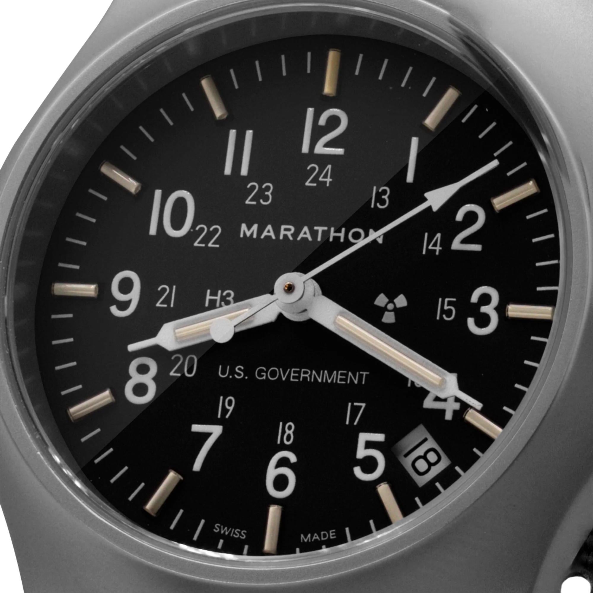 Marathon GPQ-D Officer's Date Quartz Black Dial Men's Watch WW194015SS-0001