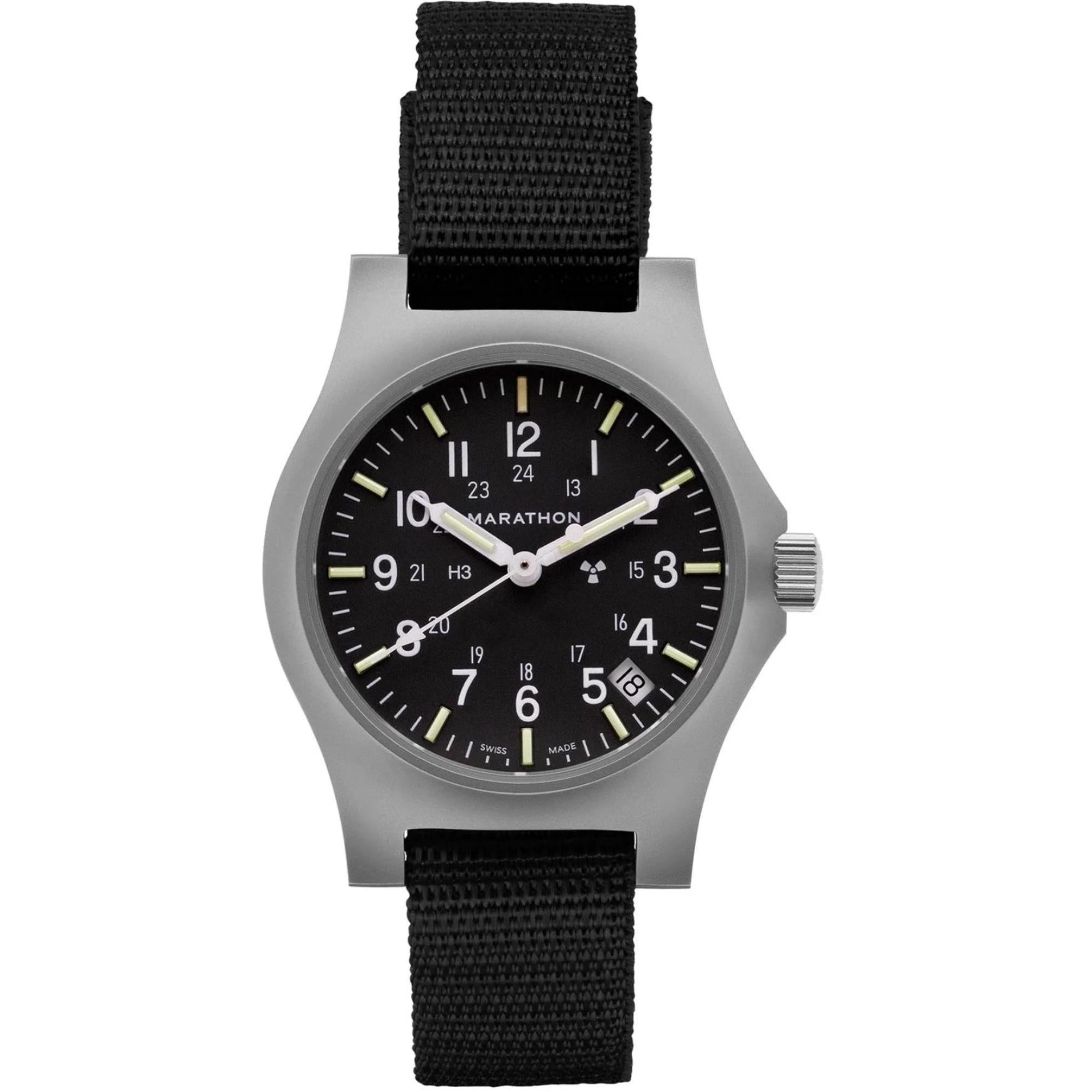 Marathon GPQ-D Officer's Date Quartz Black Dial Men's Watch WW194015SS-0001
