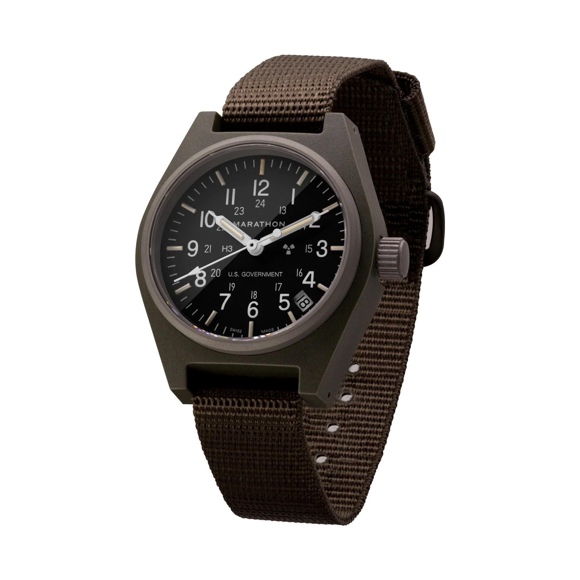 Marathon Sage Green General Purpose with Date (GPQ-D) Quartz Black Dial Men's Watch WW194015SG-0003