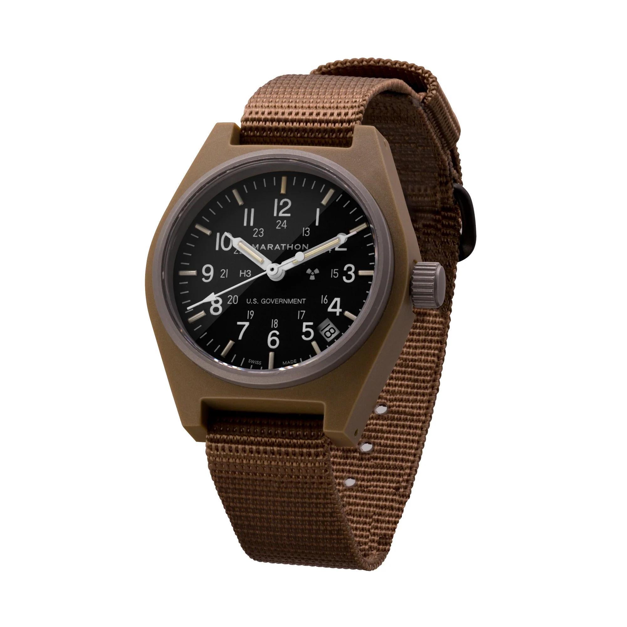 Marathon Desert Tan General Purpose with Date (GPQ-D) Quartz Black Dial Men's Watch WW194015DT-0003