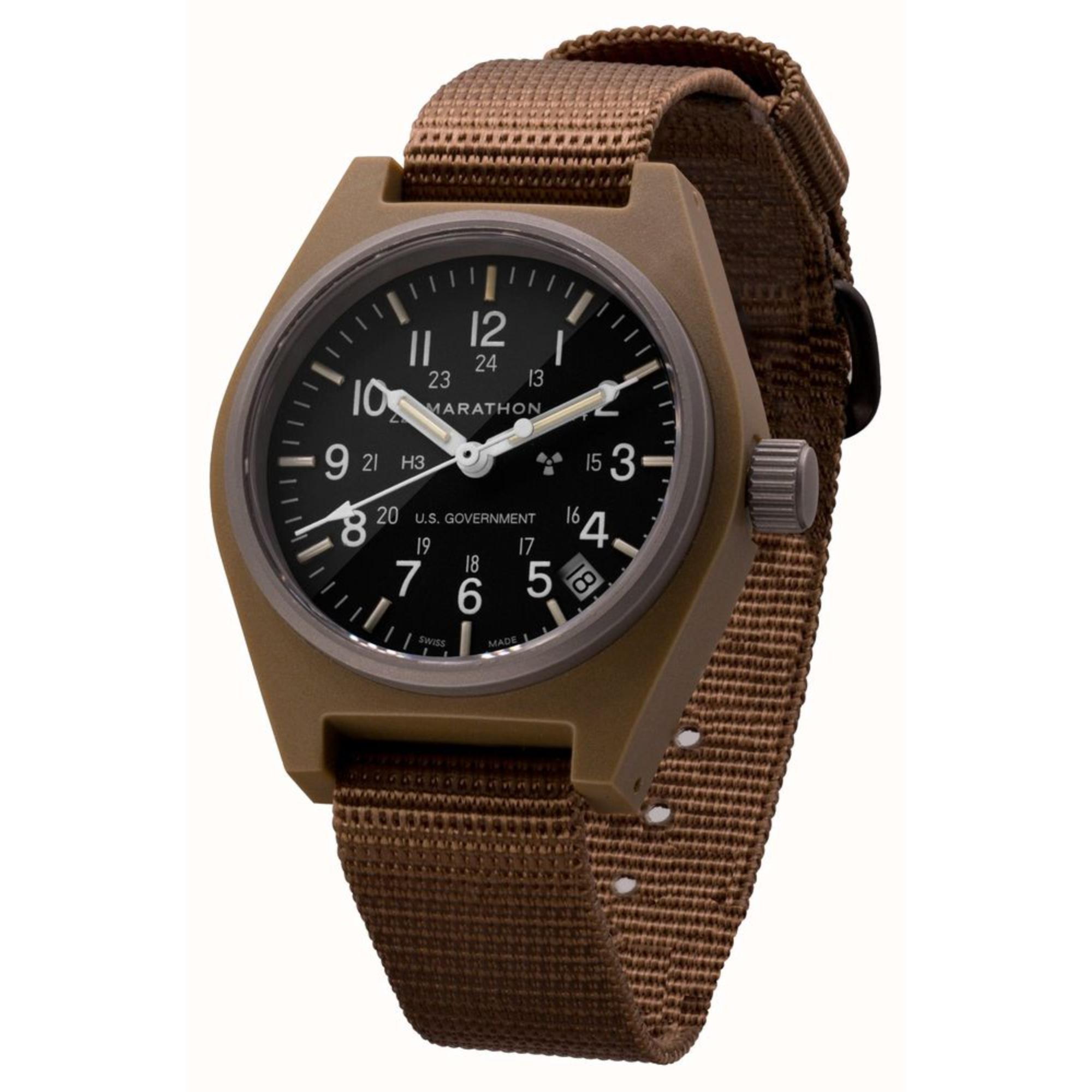 Marathon Desert Tan General Purpose with Date (GPQ-D) Quartz Black Dial Men's Watch WW194015DT-0003