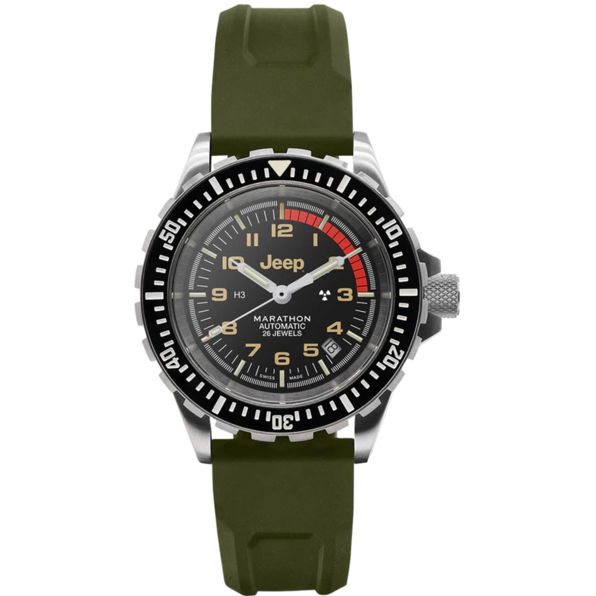 Marathon Jeep® Rubicon Diver's Automatic Stainless Steel Black Dial Men's Watch (GSAR) WW194006SS-4101