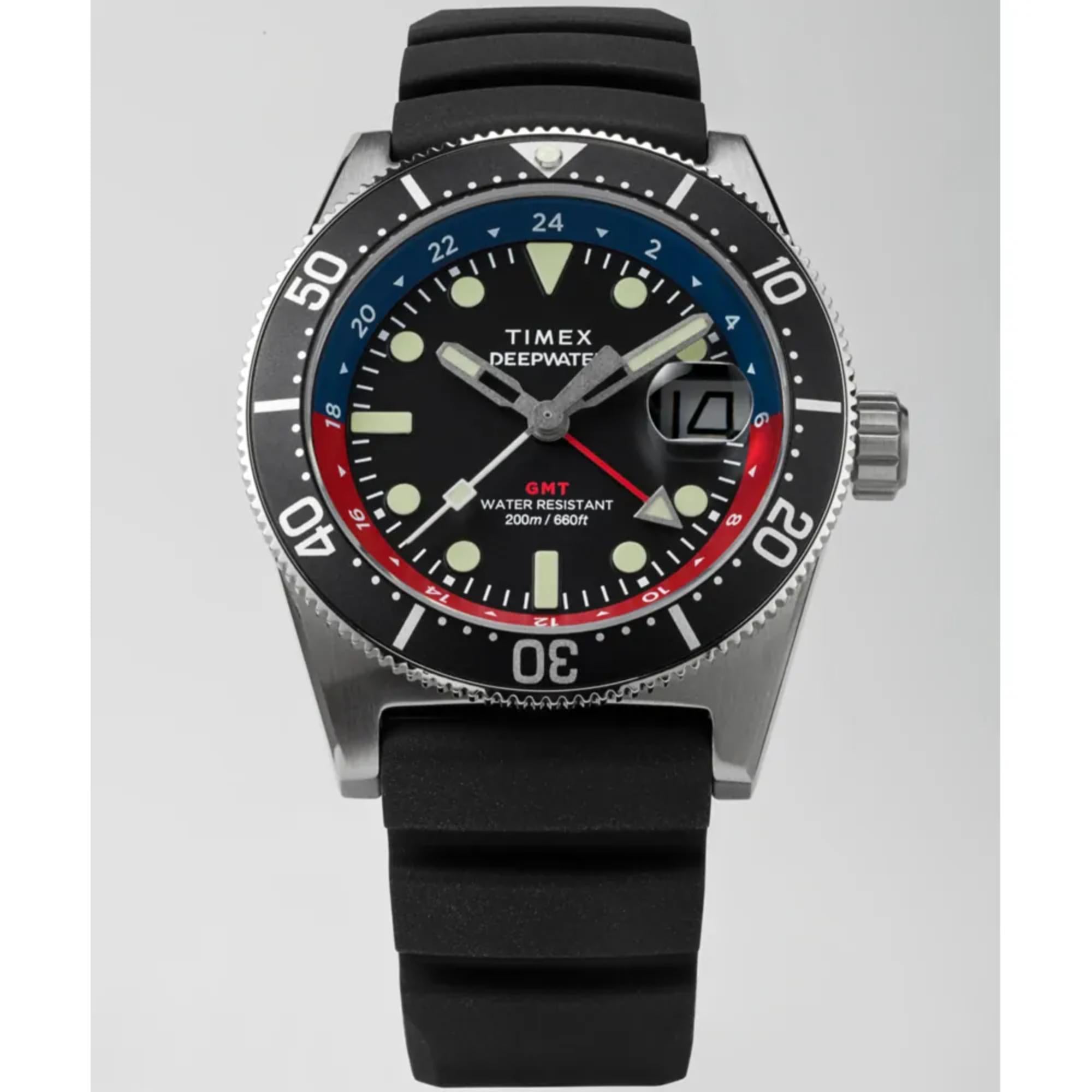 Timex Deep Water Reef Black Dial Rubber Strap Men’s Watch TW2W75000
