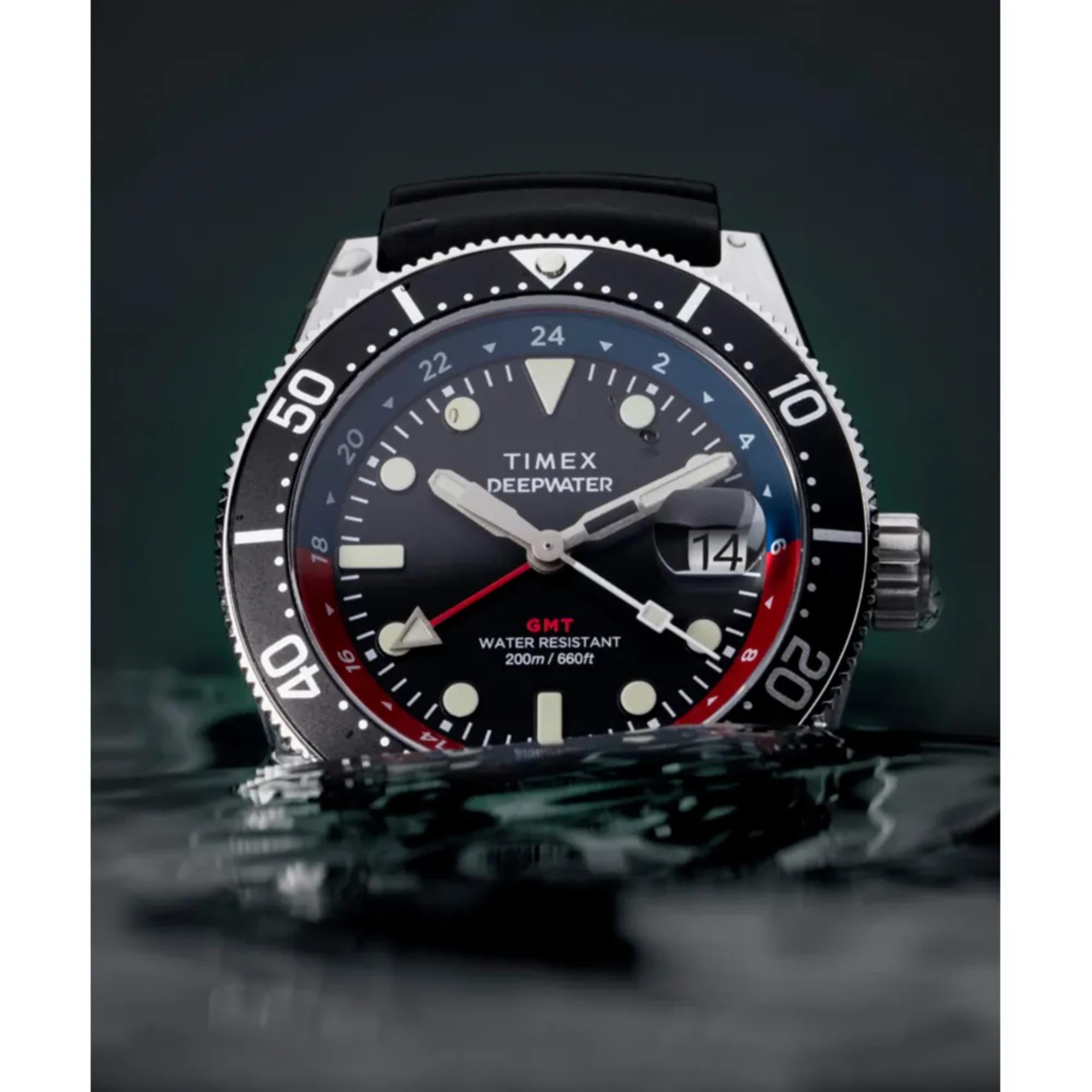 Timex Deep Water Reef Black Dial Rubber Strap Men’s Watch TW2W75000