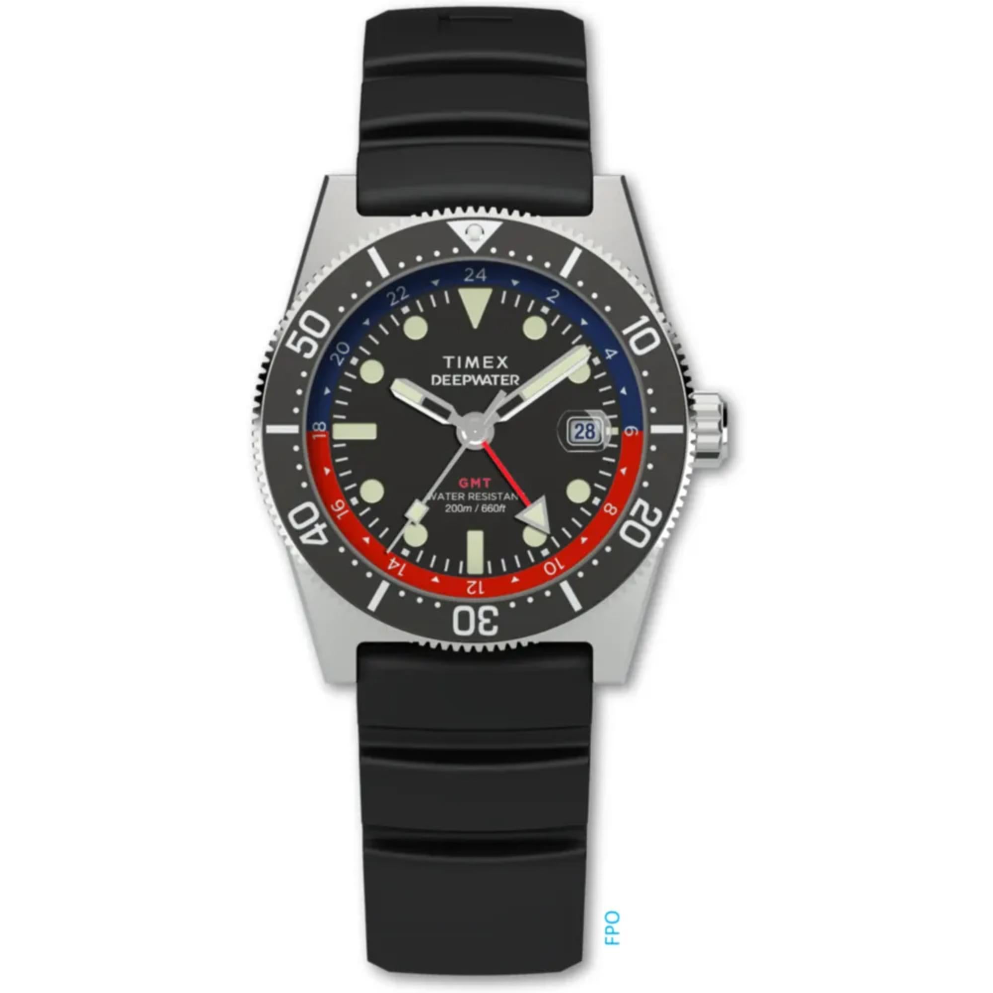 Timex Deep Water Reef Black Dial Rubber Strap Men’s Watch TW2W75000