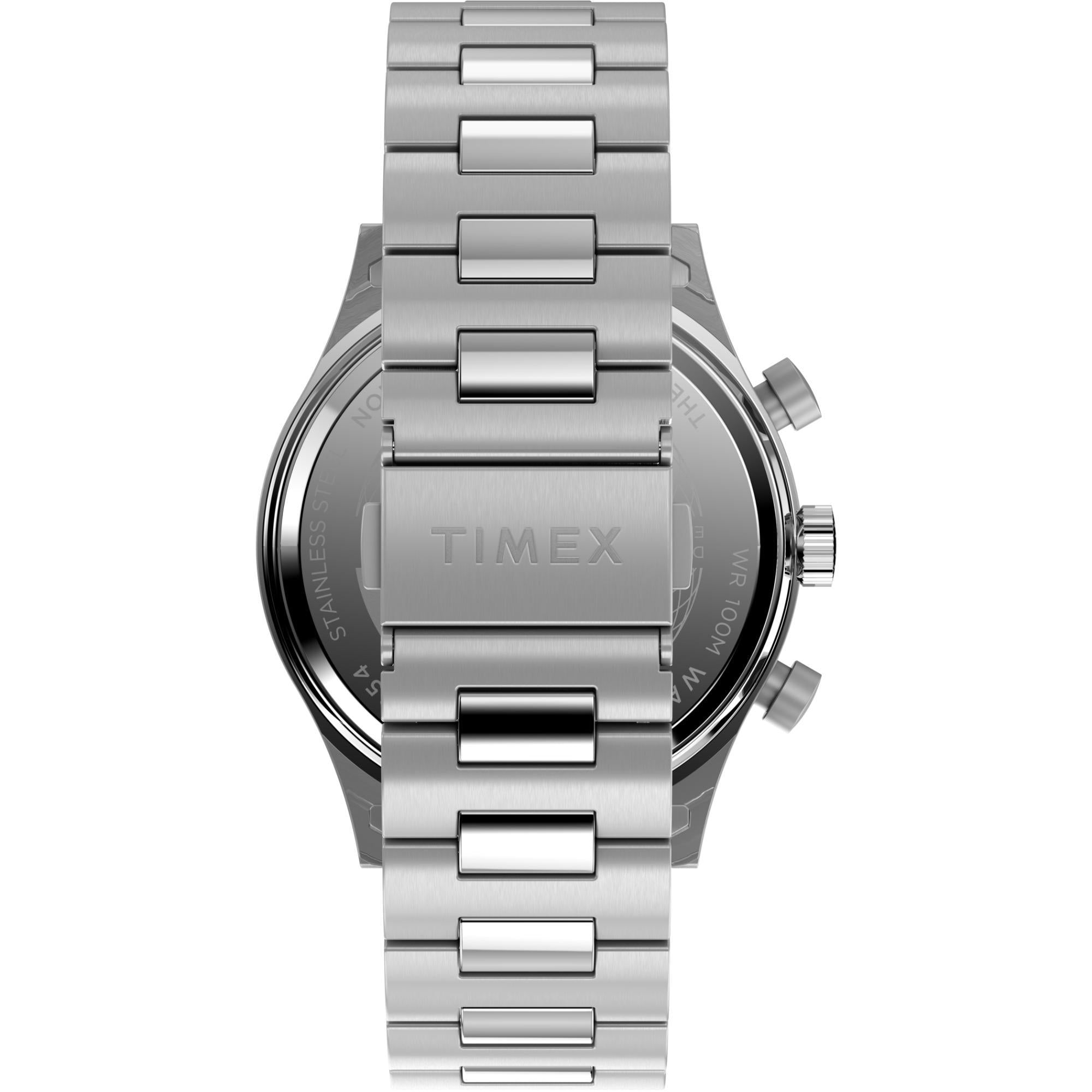 Timex Waterbury Traditional Fly-Back Chronograph Black Dial Steel Strap Men’s Watch TW2W47800