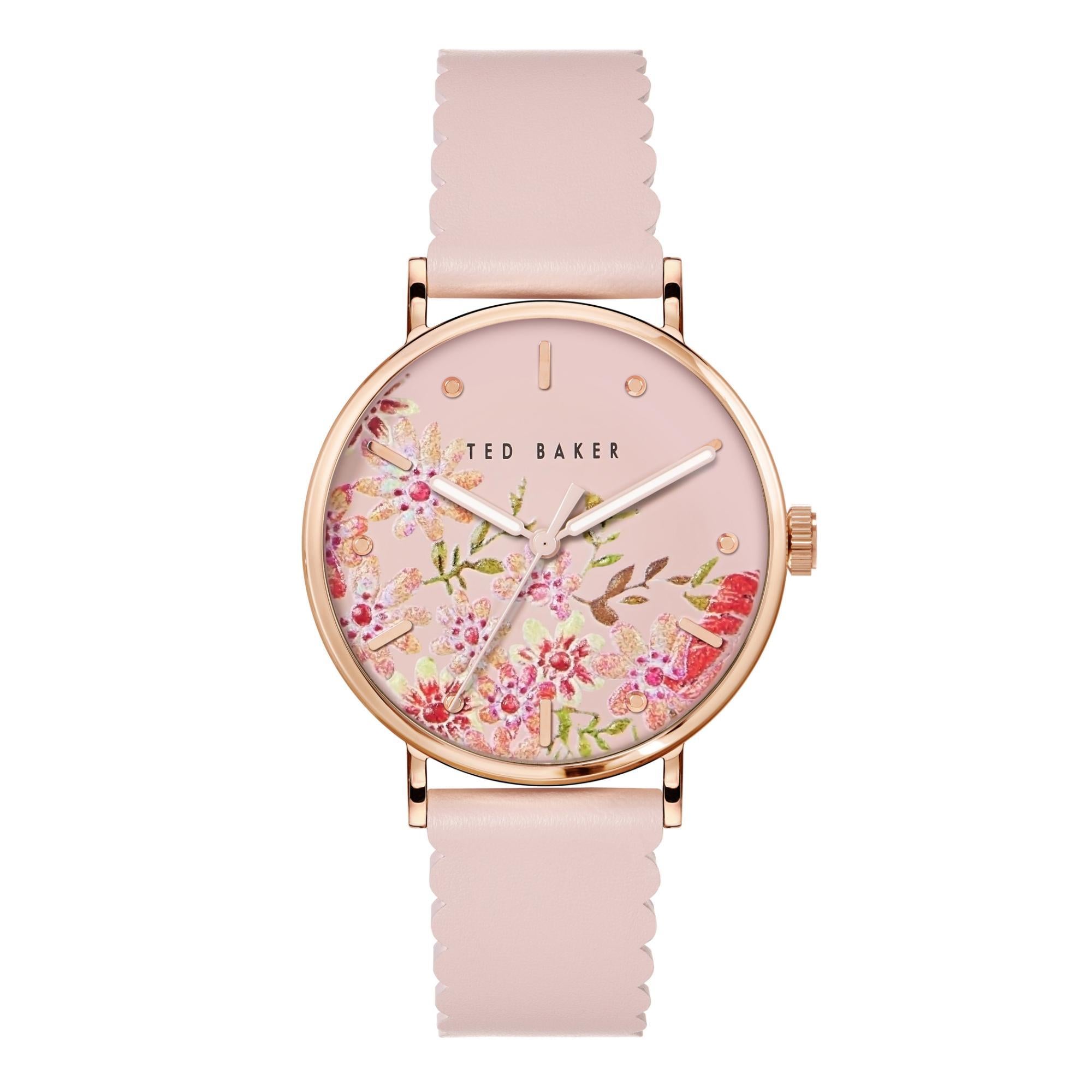 Ted Baker Ladies Multifunction Pink Dial Leather Strap Watch BKPPHS238