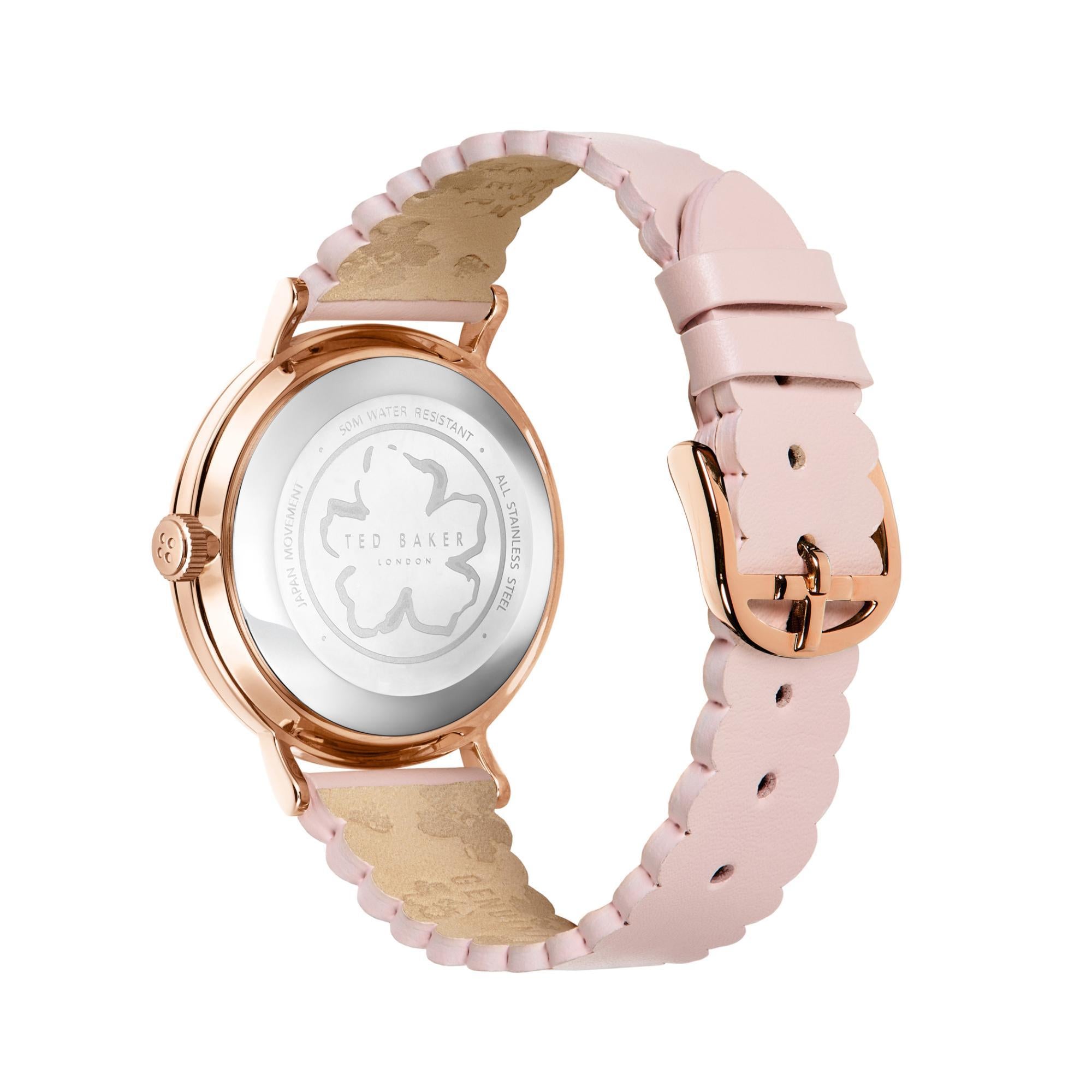 Ted Baker Ladies Multifunction Pink Dial Leather Strap Watch BKPPHS238