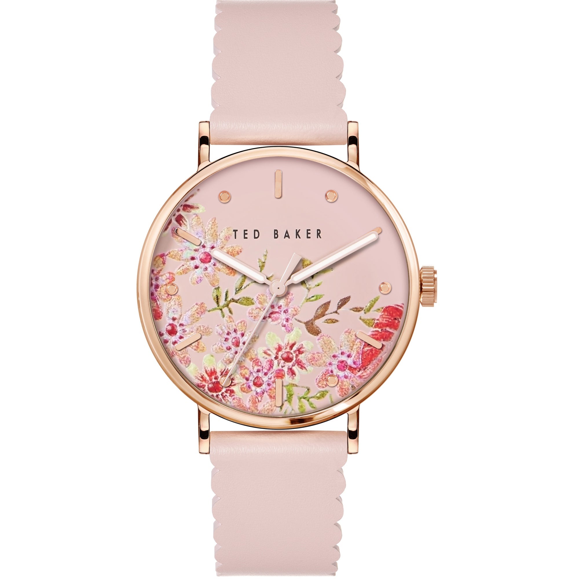 Ted Baker Ladies Multifunction Pink Dial Leather Strap Watch BKPPHS238