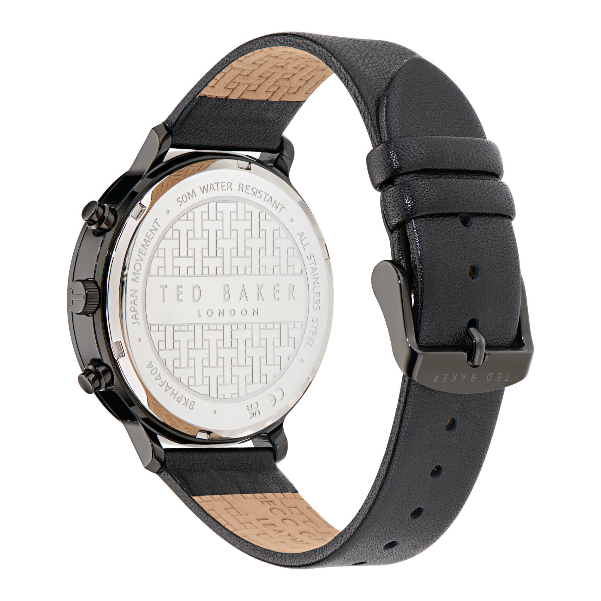 Ted Baker Timeless Black Dial Leather Men's Watch BKPHAF404
