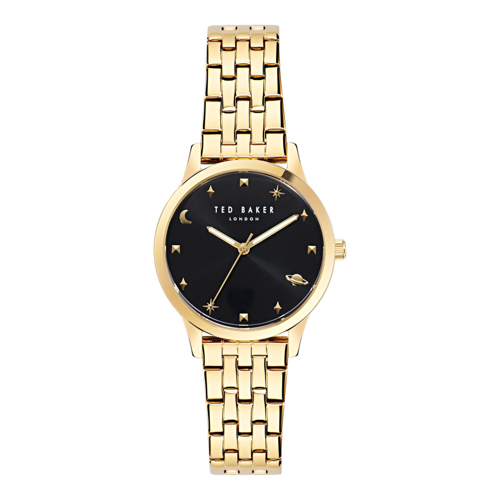 Ted Baker Fitzrovia Fashion Rose Gold-Tone Stainless Steel Black Dial Ladies Watch BKPFZS405