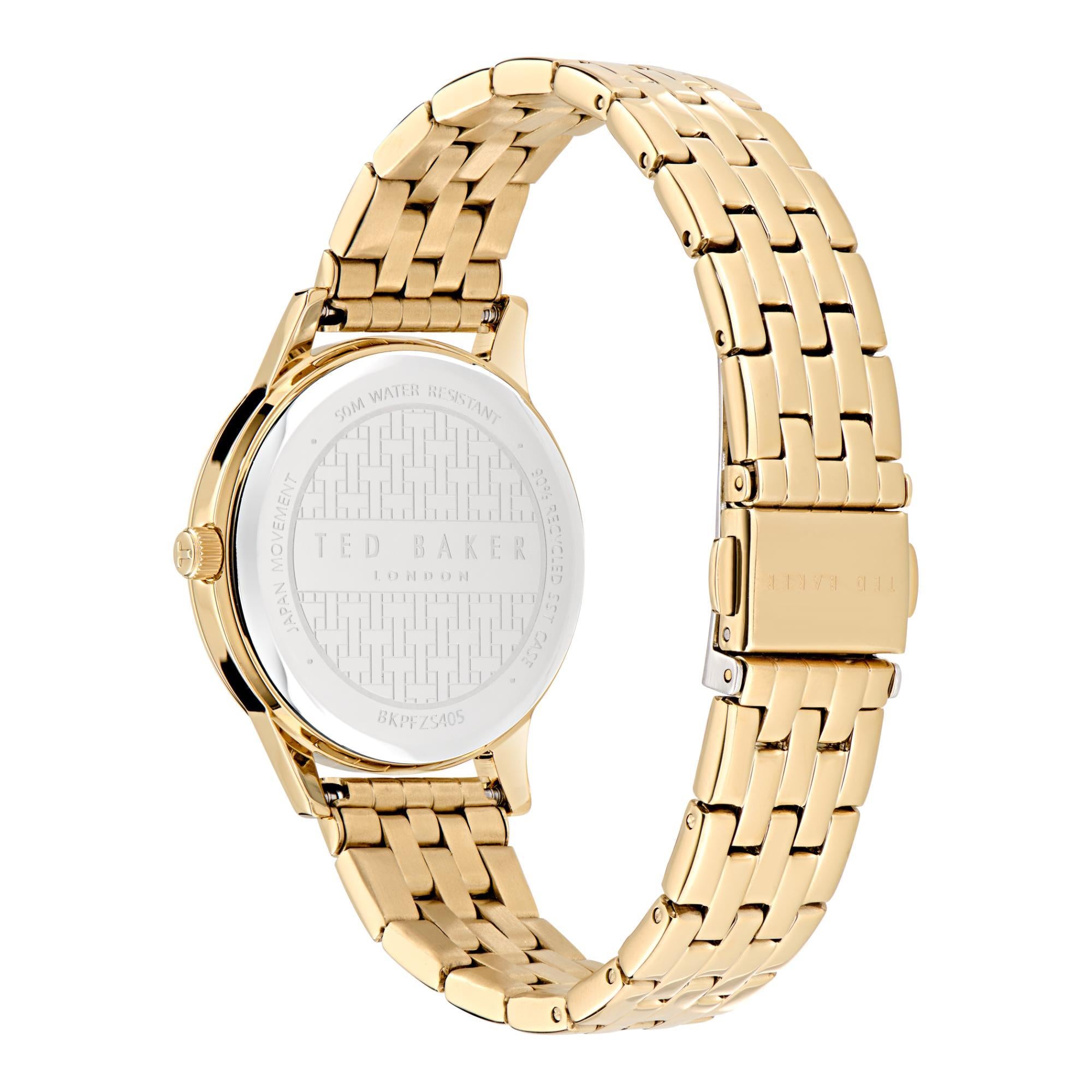 Ted Baker Fitzrovia Fashion Rose Gold-Tone Stainless Steel Black Dial Ladies Watch BKPFZS405