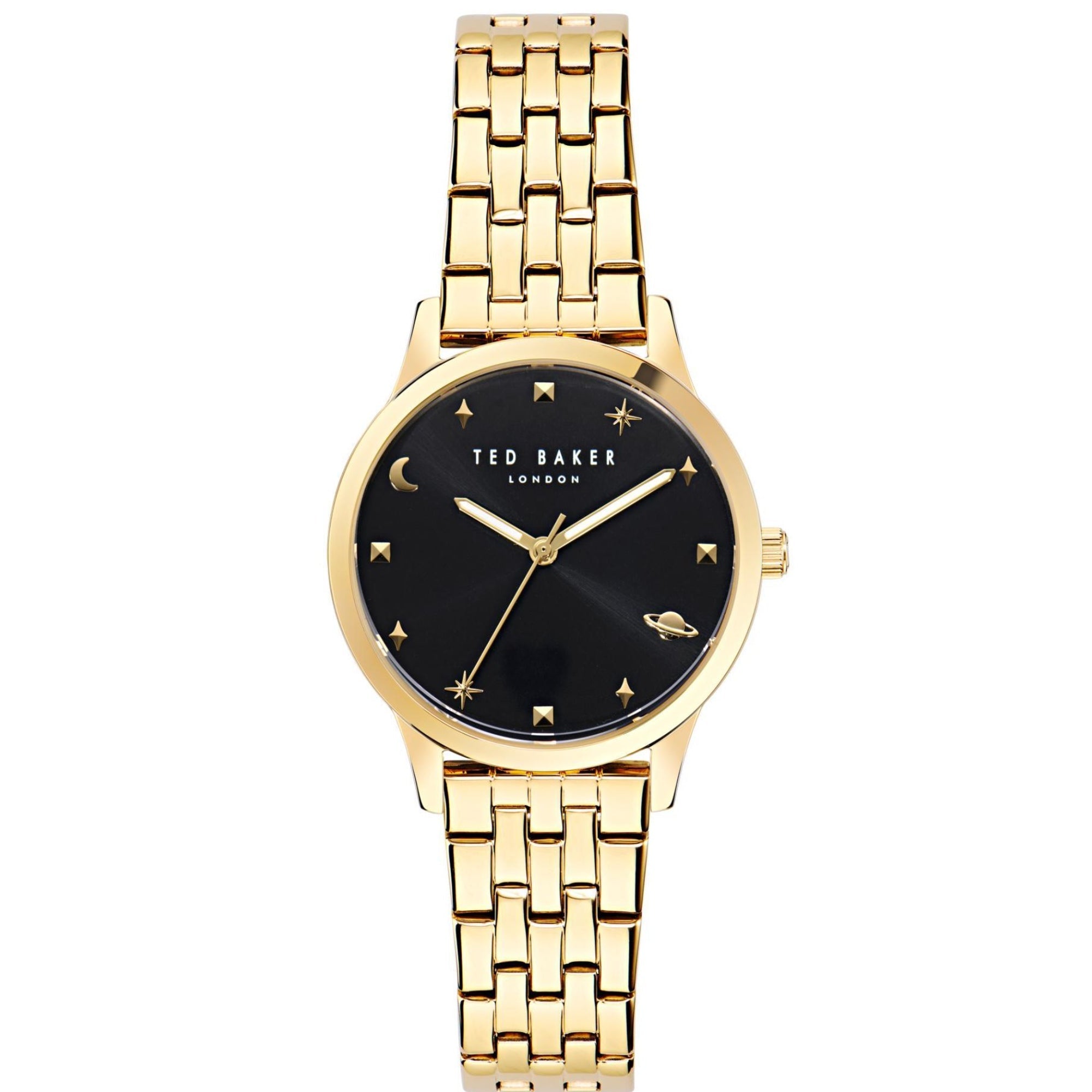 Ted Baker Fitzrovia Fashion Rose Gold-Tone Stainless Steel Black Dial Ladies Watch BKPFZS405