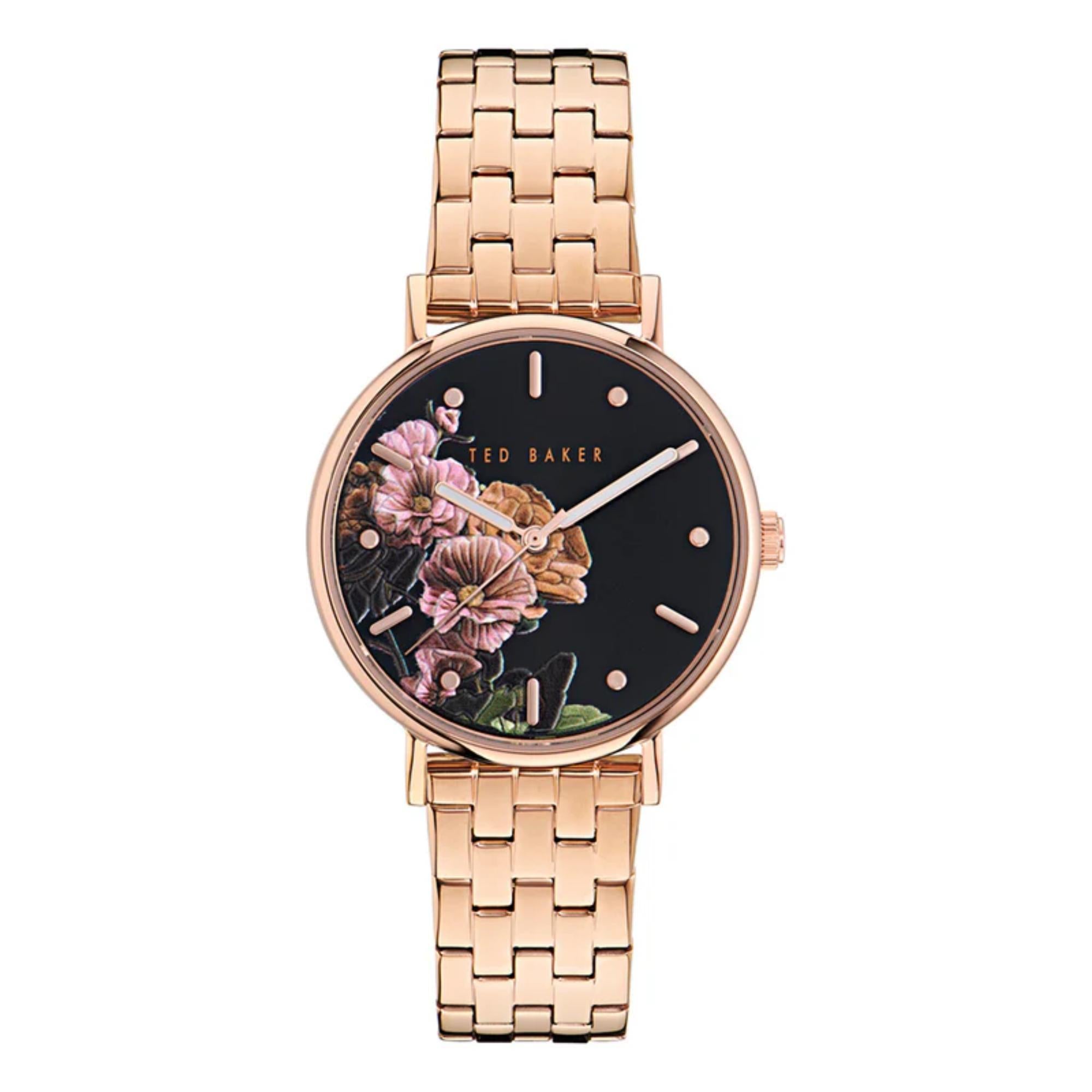 Ted Baker Phylipa Multifunction Rose Gold-Tone Stainless Steel Black Dial Ladies Watch BKPPHF306