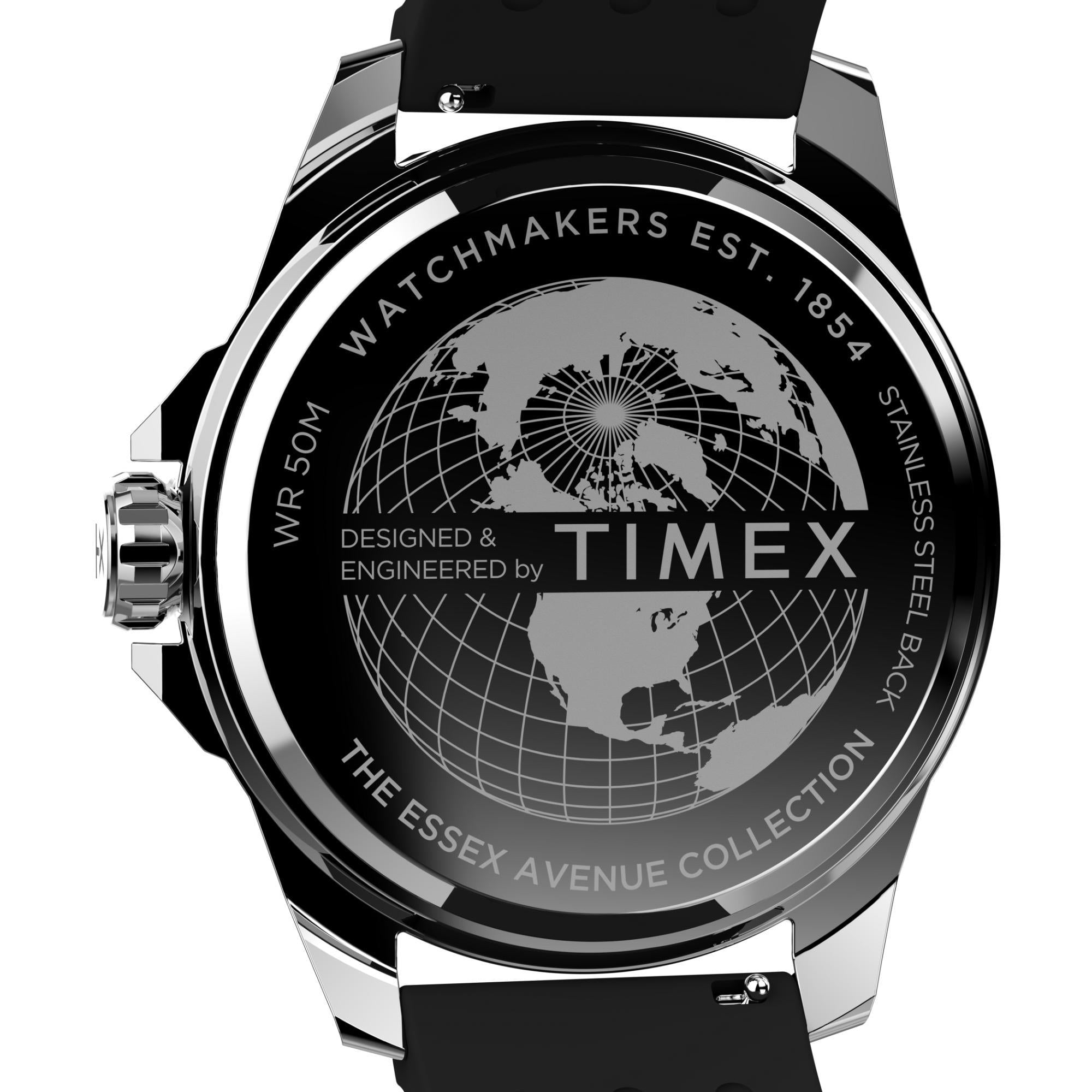 Timex Essex Ave Black Dial Silicone Strap Men's Watch TW2W42900
