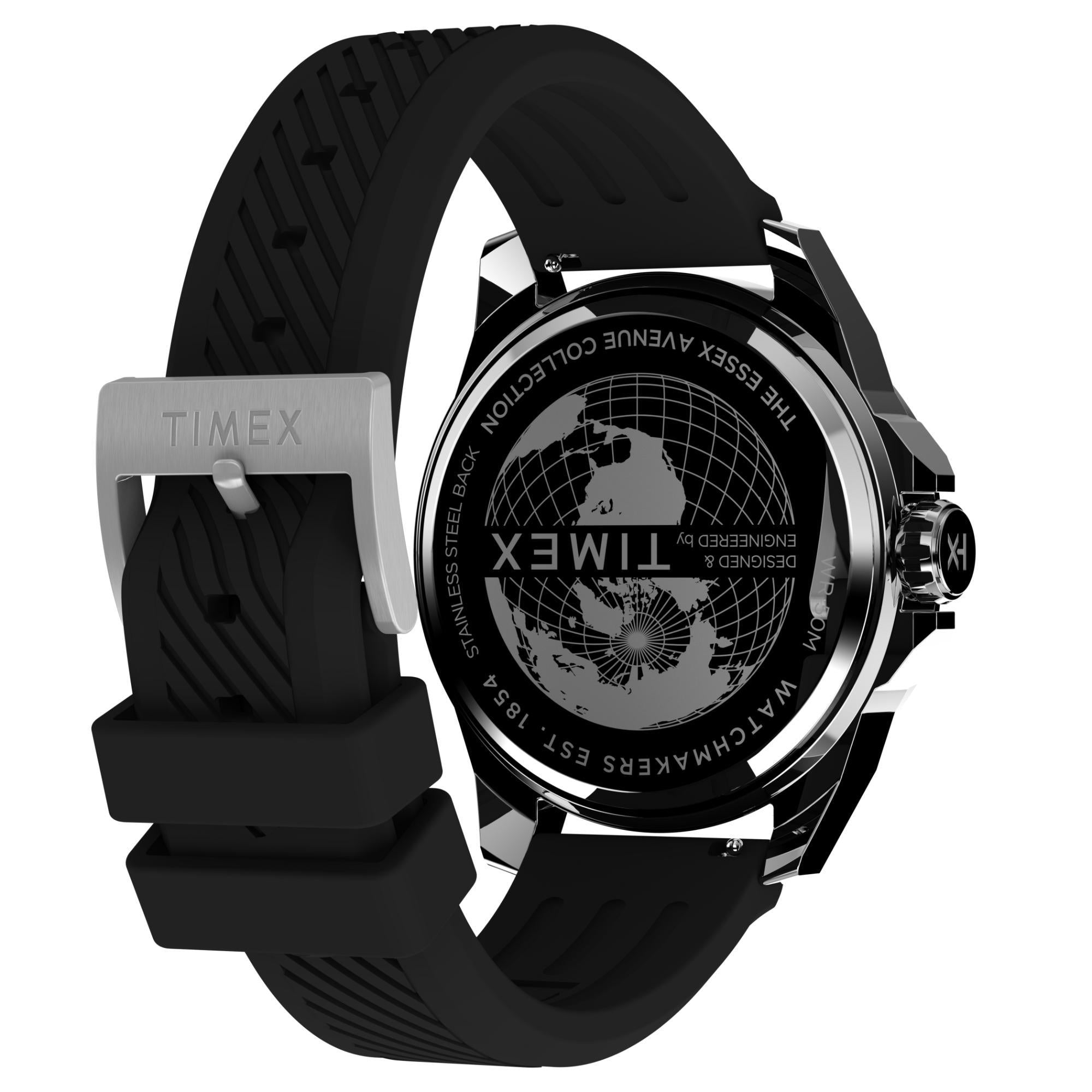 Timex Essex Ave Black Dial Silicone Strap Men's Watch TW2W42900