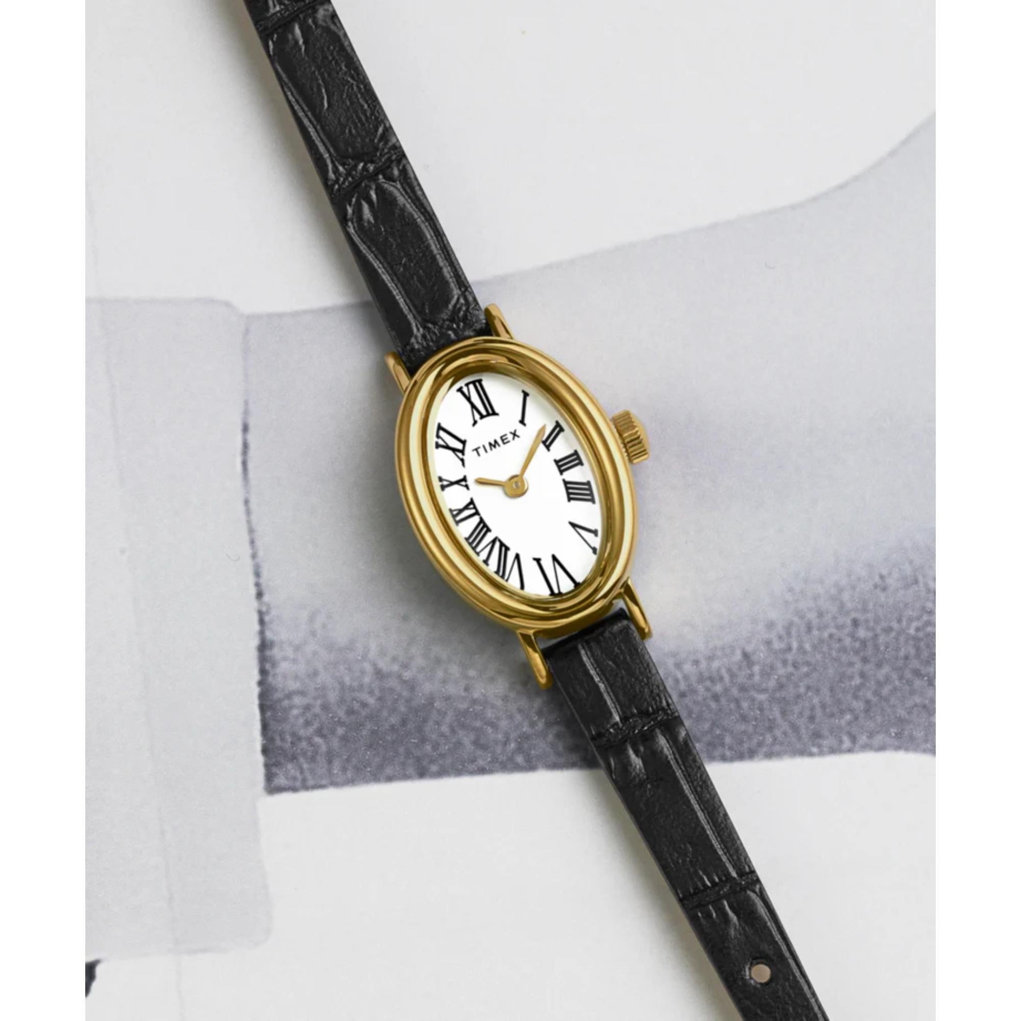 Timex Cavatina White Dial Black Leather Strap Women's Watch TW2W78300
