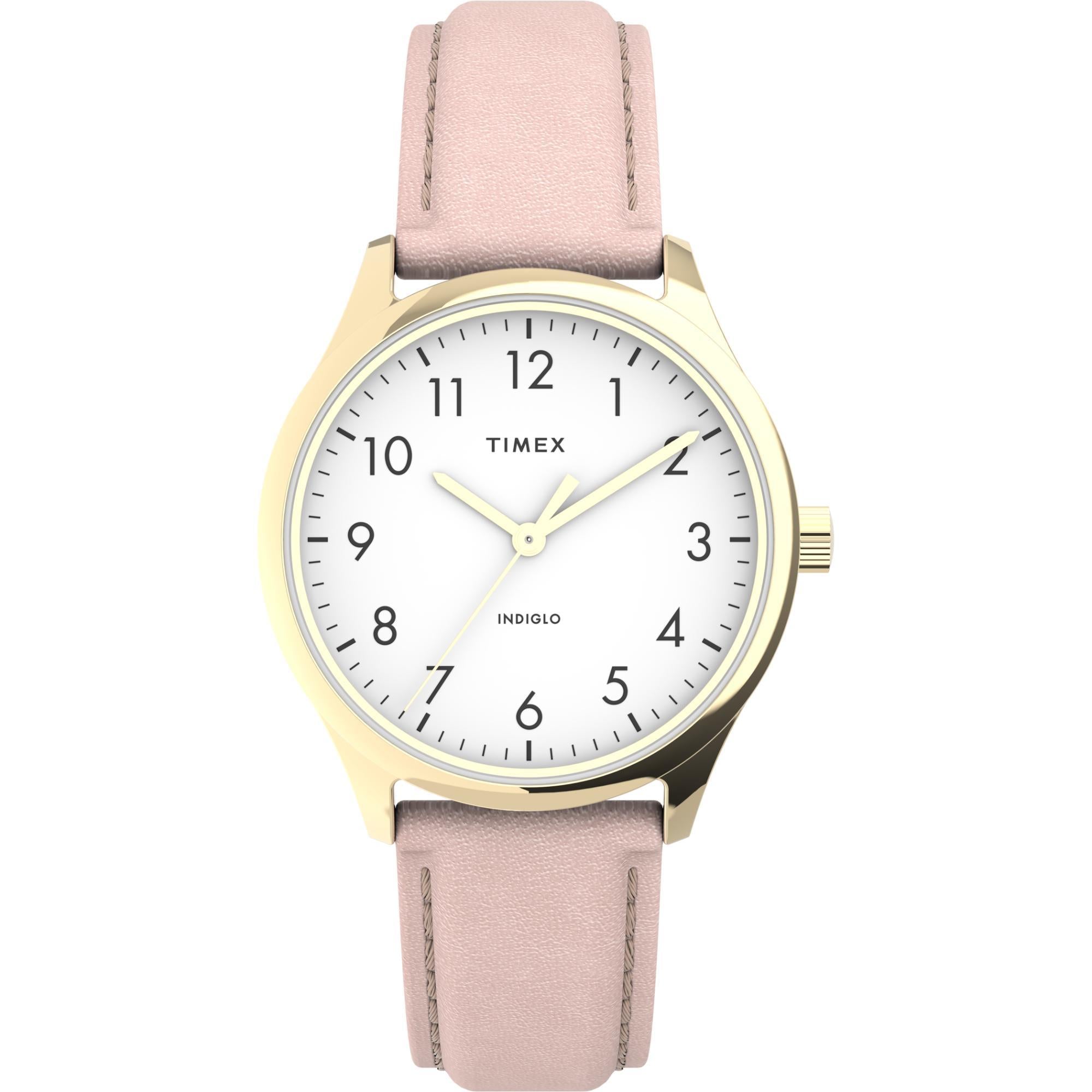 Timex Women’s Modern Easy Reader Gold-Tone Case Pink Strap Watch TW2V25200