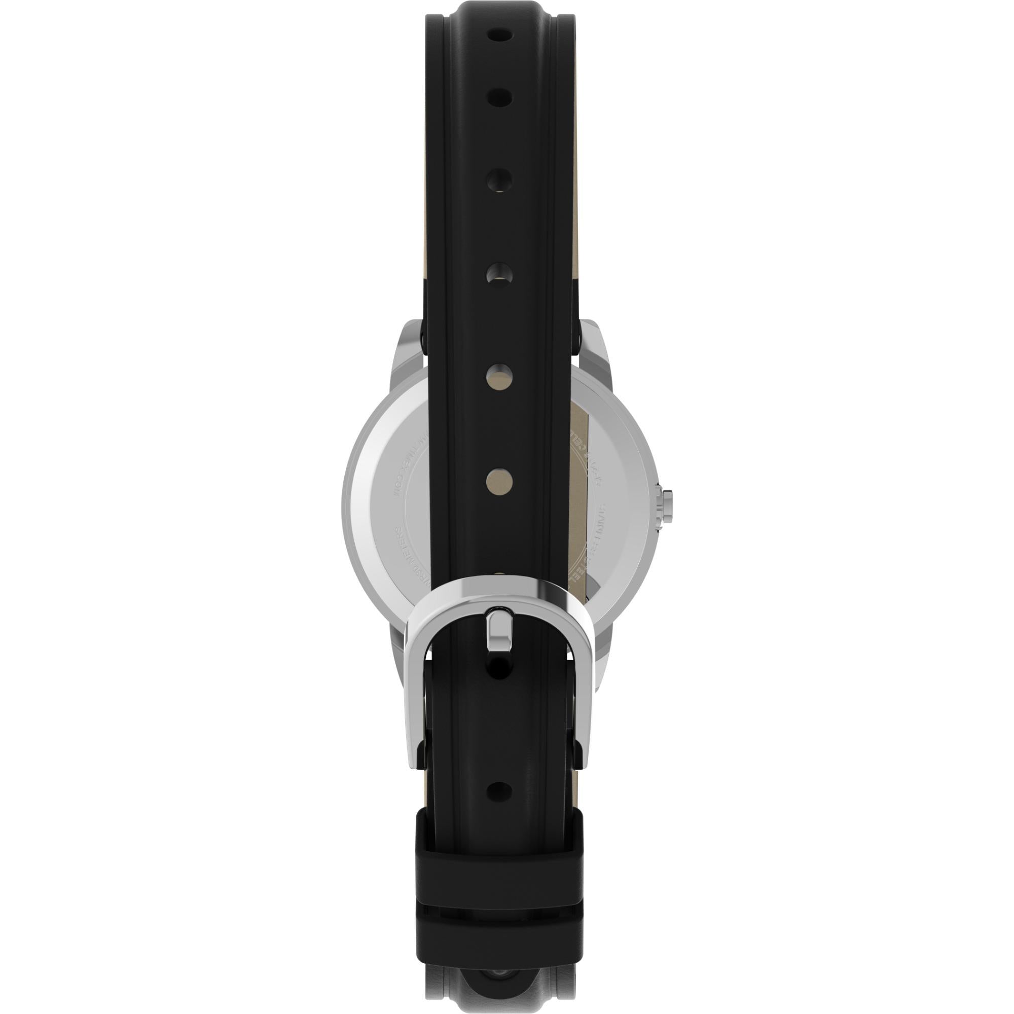 Timex Chronograph White Dial Black Leather Strap Women's Watch T20441