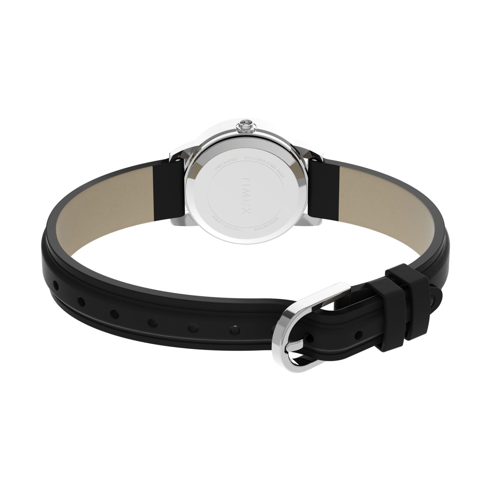 Timex Chronograph White Dial Black Leather Strap Women's Watch T20441
