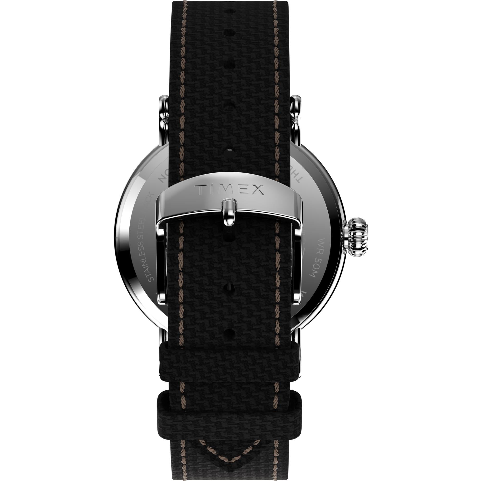 Timex Waterbury Standard Black Dial Fabric Leather Strap Men’s Watch TW2V44000