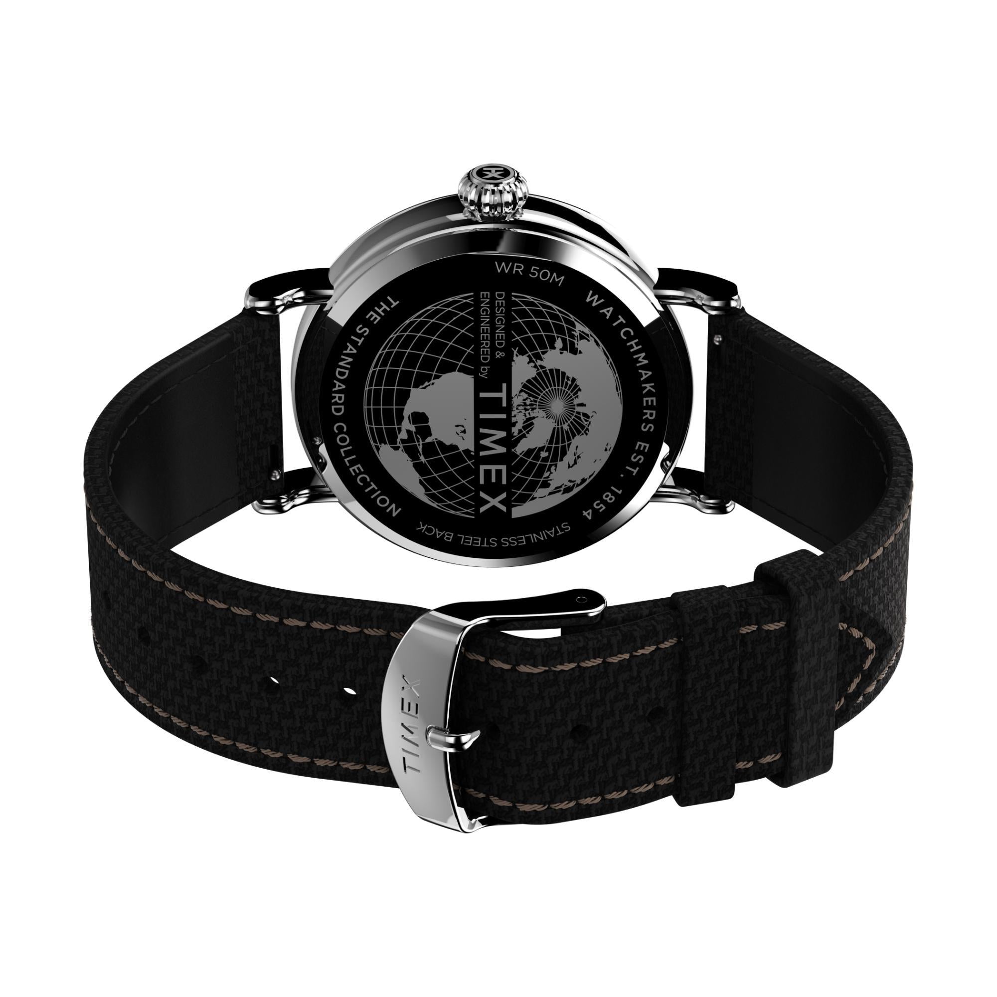 Timex Waterbury Standard Black Dial Fabric Leather Strap Men’s Watch TW2V44000