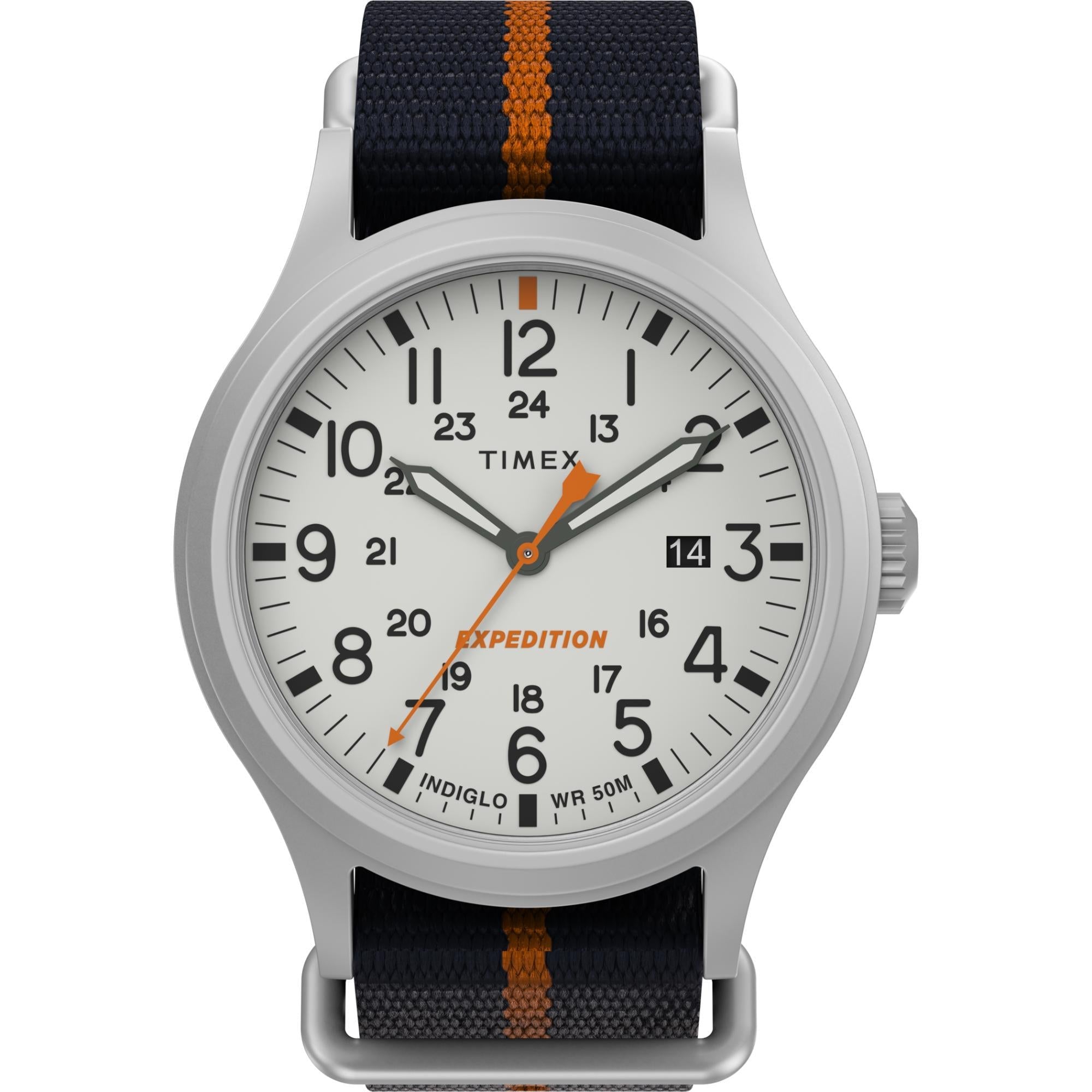 Timex Expedition North® Sierra IP Silver Case White Dial Blue Fabric Strap Men’s Watch TW2V22800