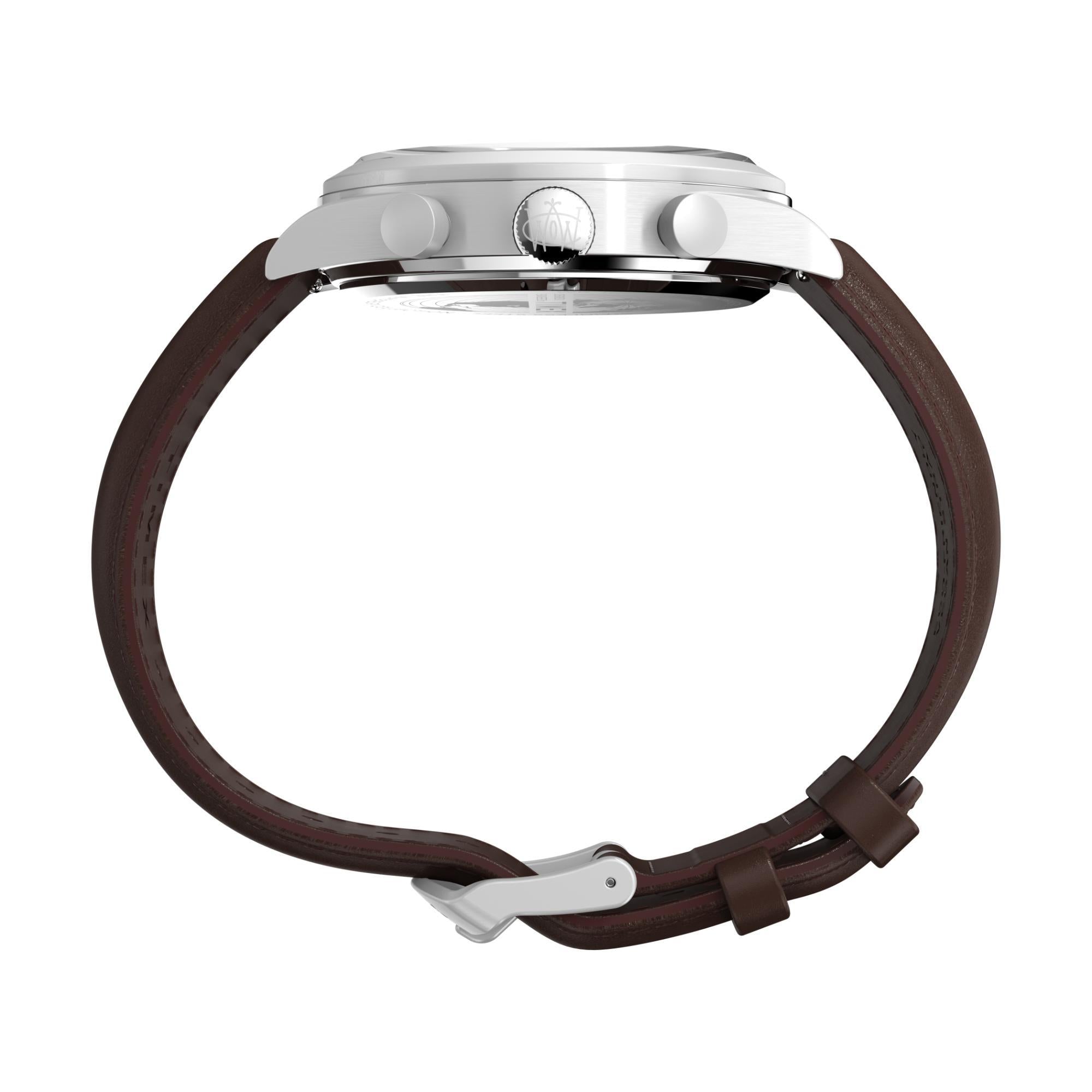 Timex Waterbury Traditional Fly-Back Chronograph Blue Dial Leather Strap Men’s Watch TW2W47900