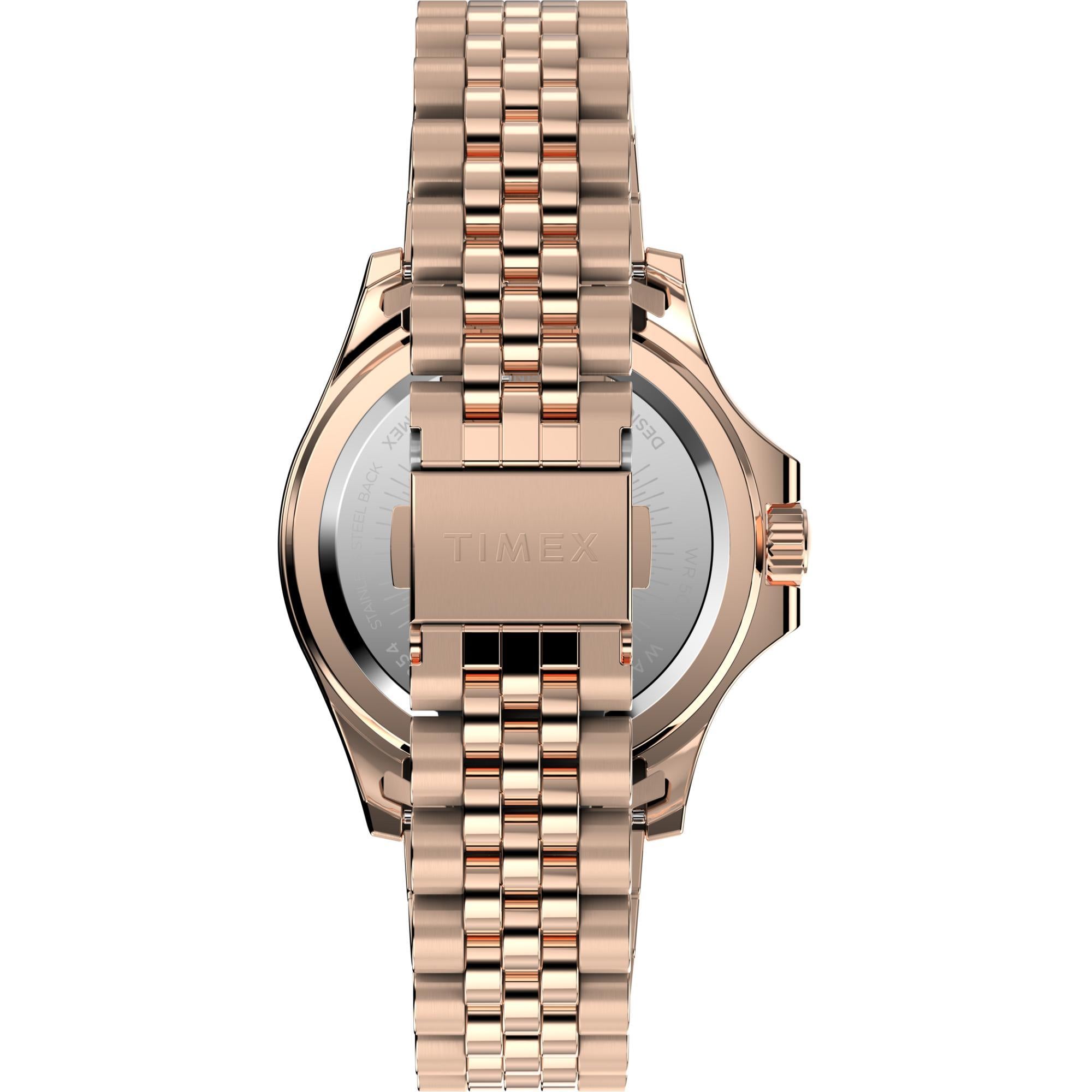 Timex Kaia Multifunction All Rose Gold-Tone Rainbow Crystal Accent Rose Gold Dial Women’s Watch TW2W34200