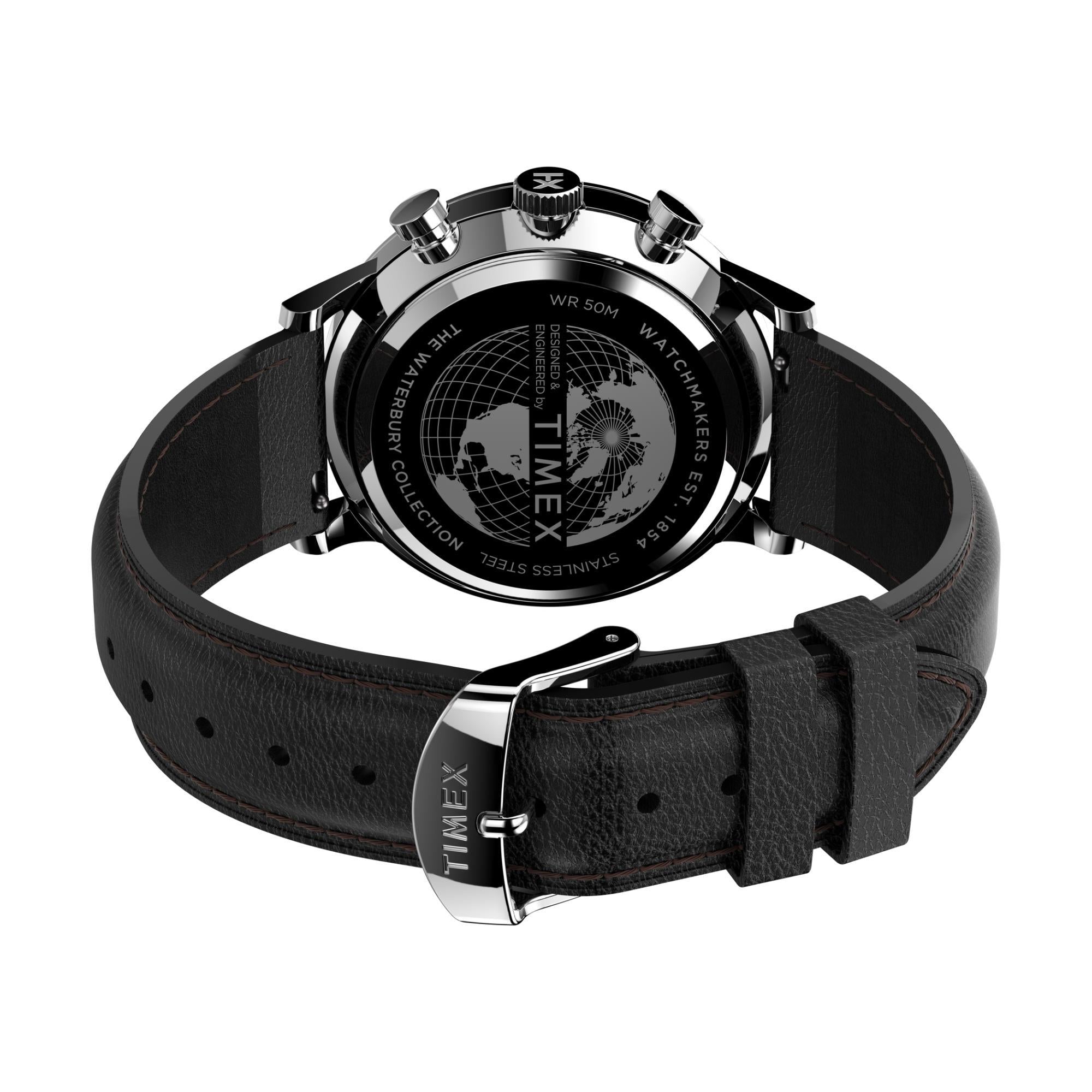 Timex Waterbury Classic Black Dial Leather Strap Men’s Watch TW2U88300