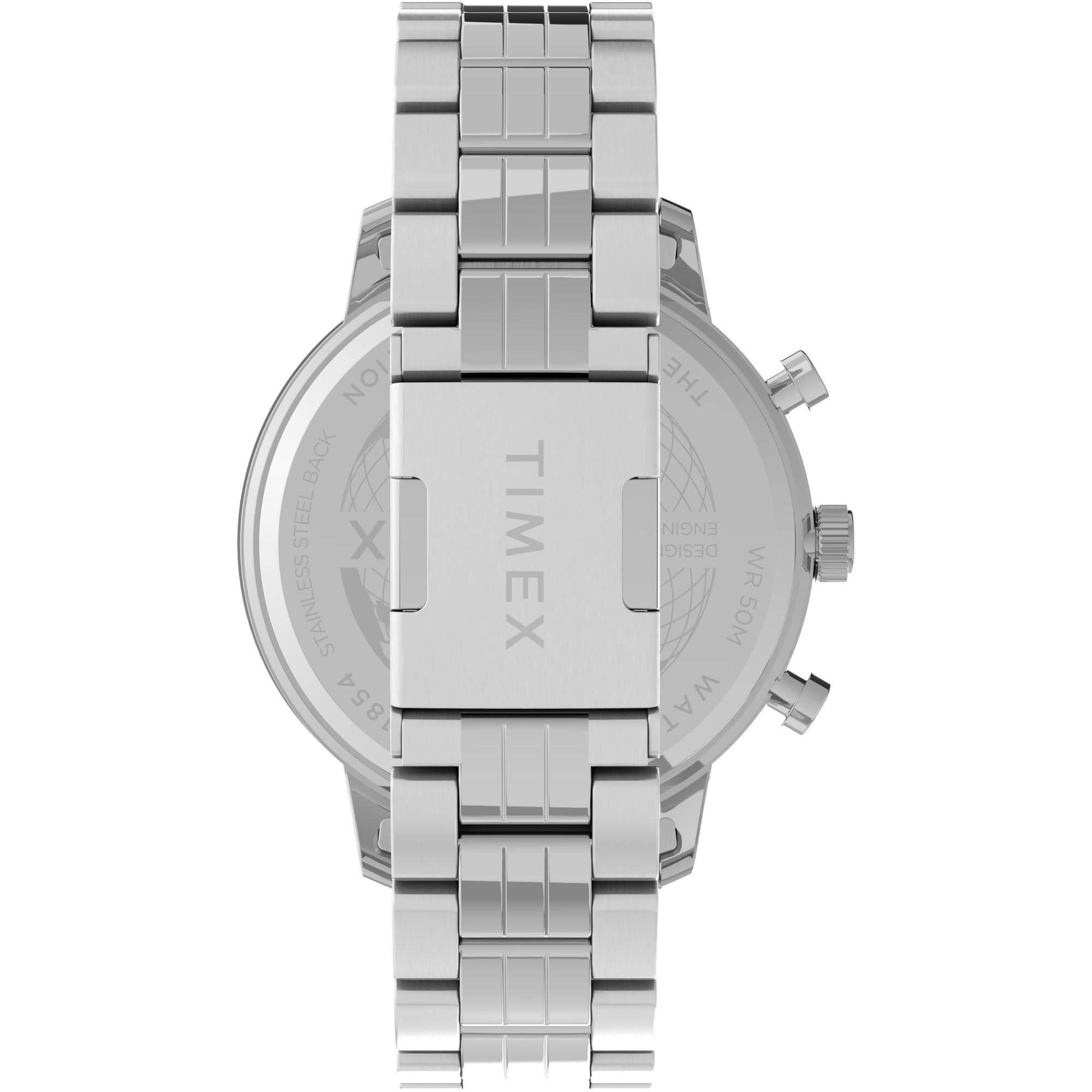 Timex Chicago Chrono Silver-Tone Case Black Dial with Stainless Steel Bracelet Men's Watch TW2V01600
