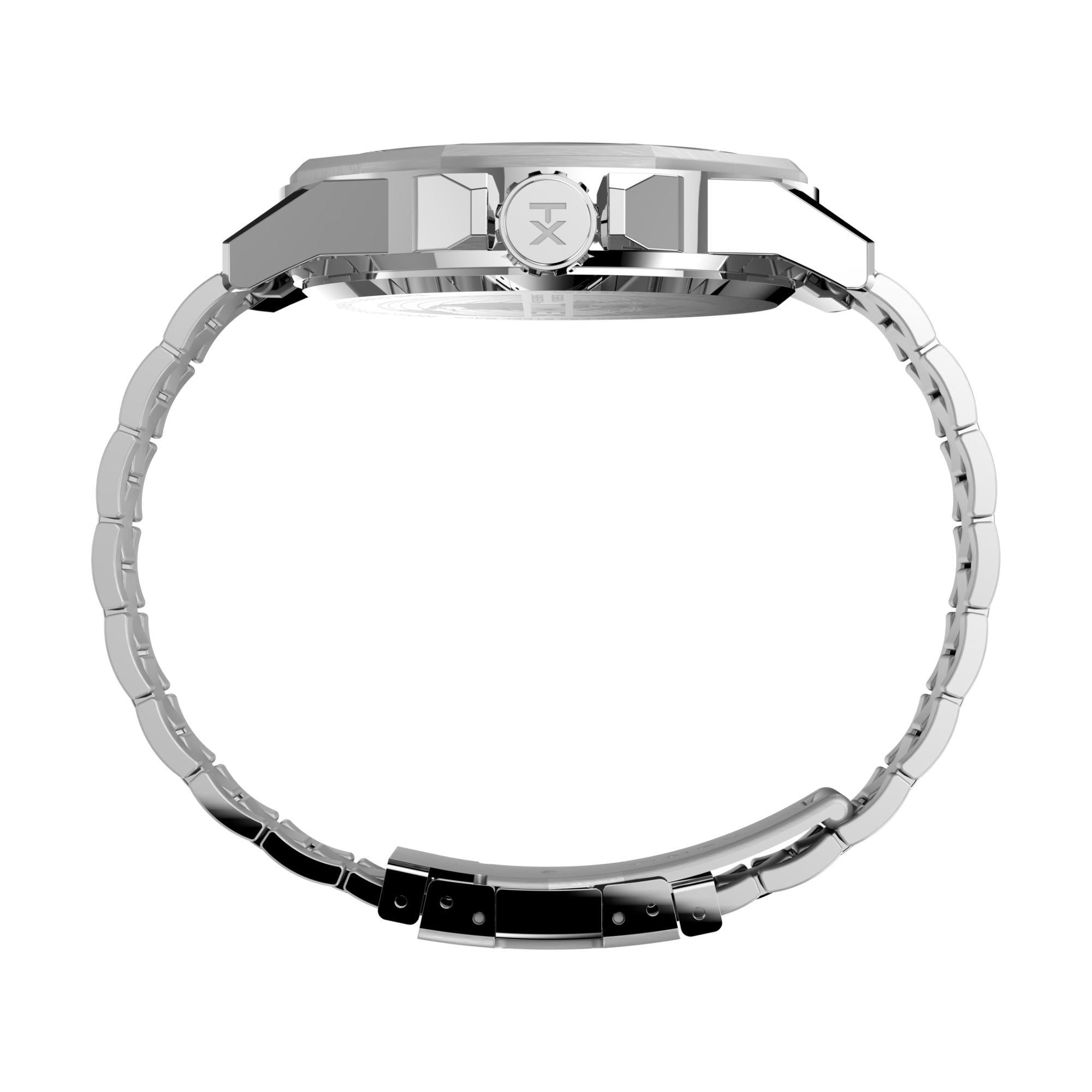 Timex Essex Ave Multifunction Silver-Tone Case Blue Dial with Stainless Steel Bracelet Men's Watch TW2V43300