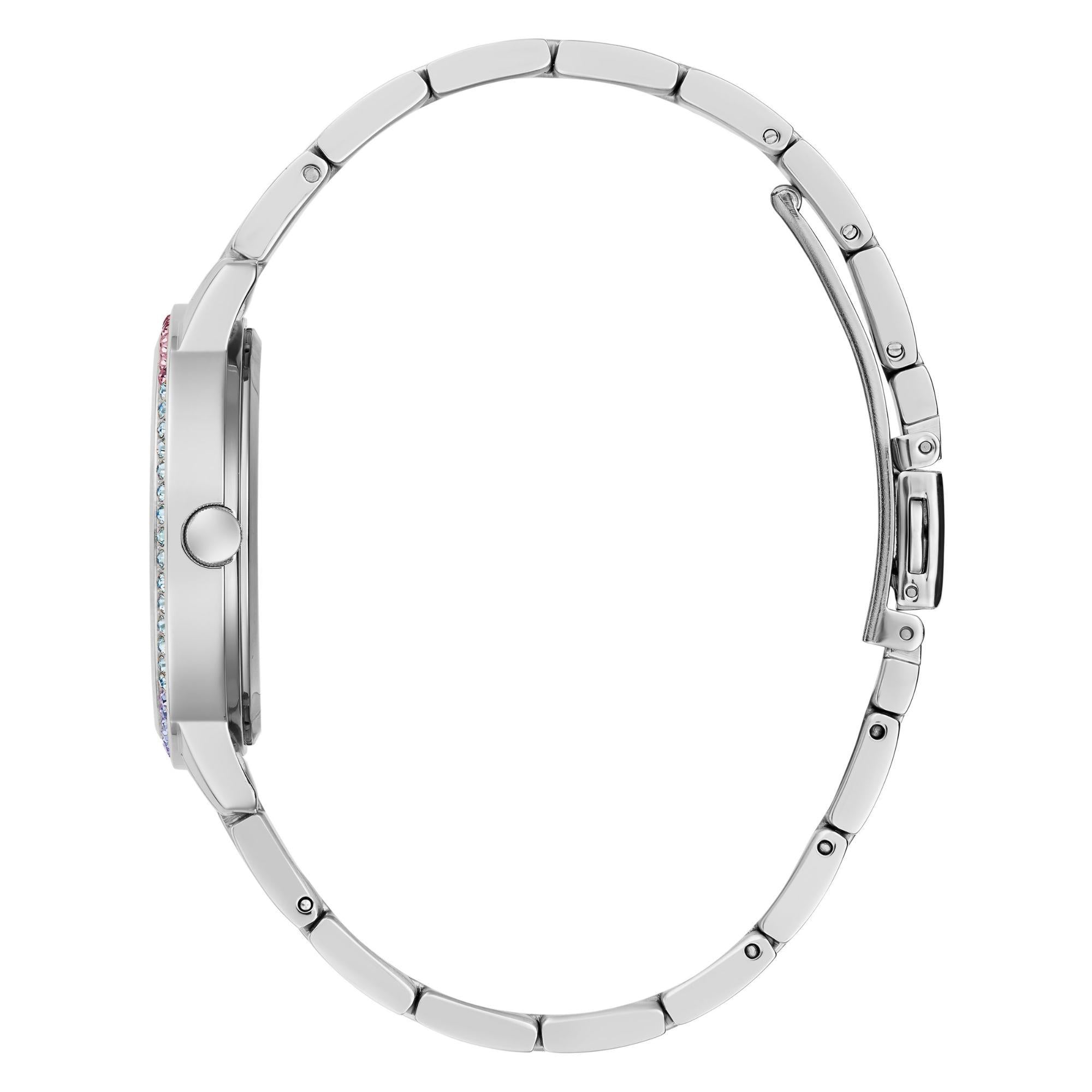 GUESS Silver Tone Date Stainless Steel Silver Dial Ladies Watch GW0657L1