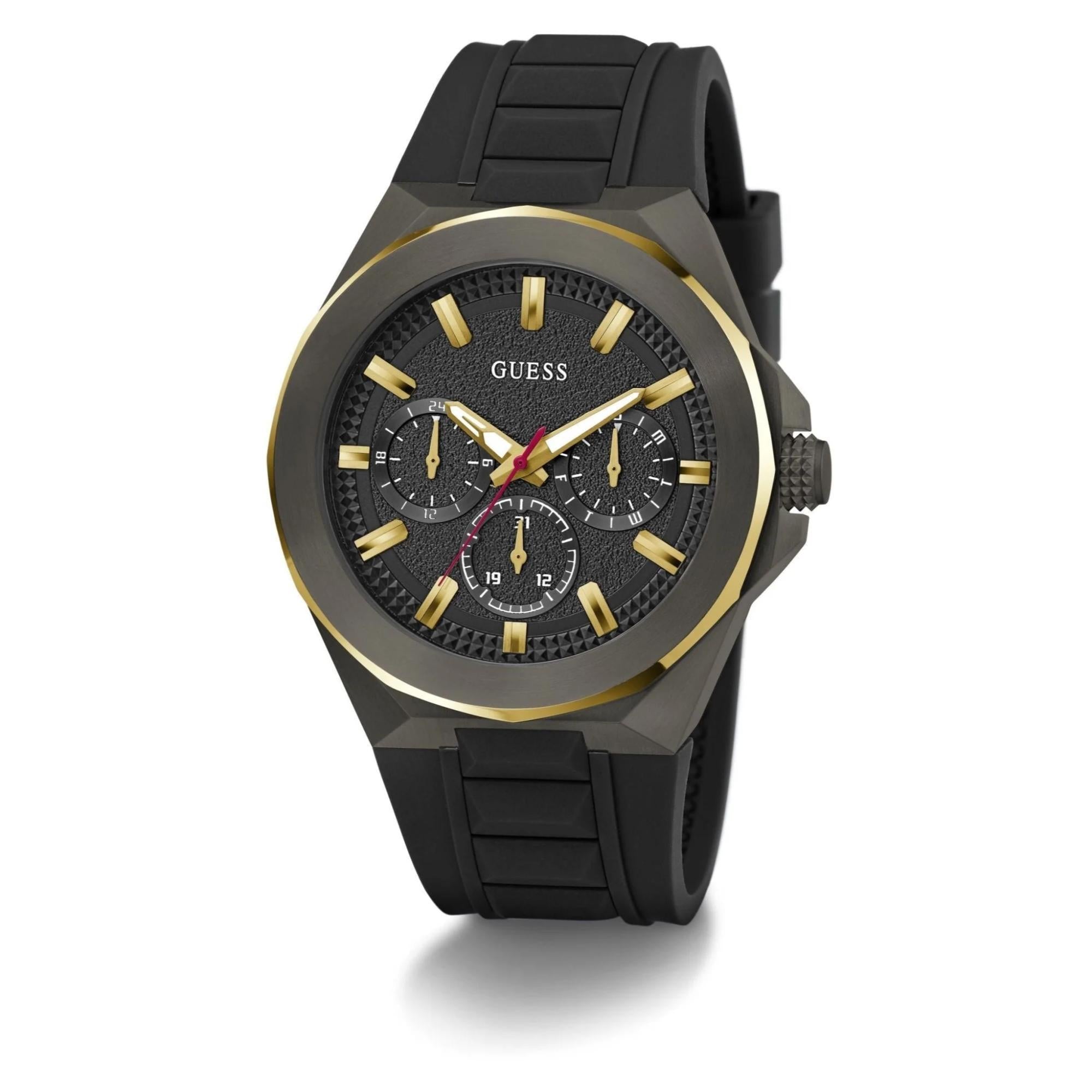 GUESS Multifunction Gents Dashboard Two-Tone Silicone Strap Black Dial Men’s Watch GW0799G1