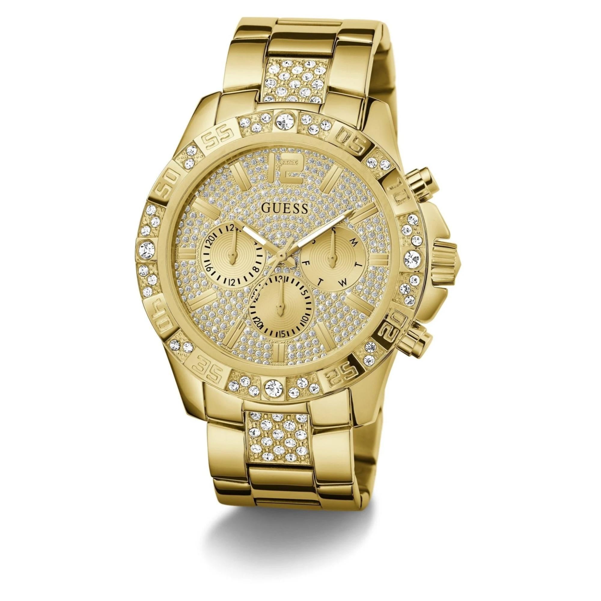GUESS Majestic Gold Tone Stainless Steel Strap Champagne Dial Men’s Watch GW0796G2