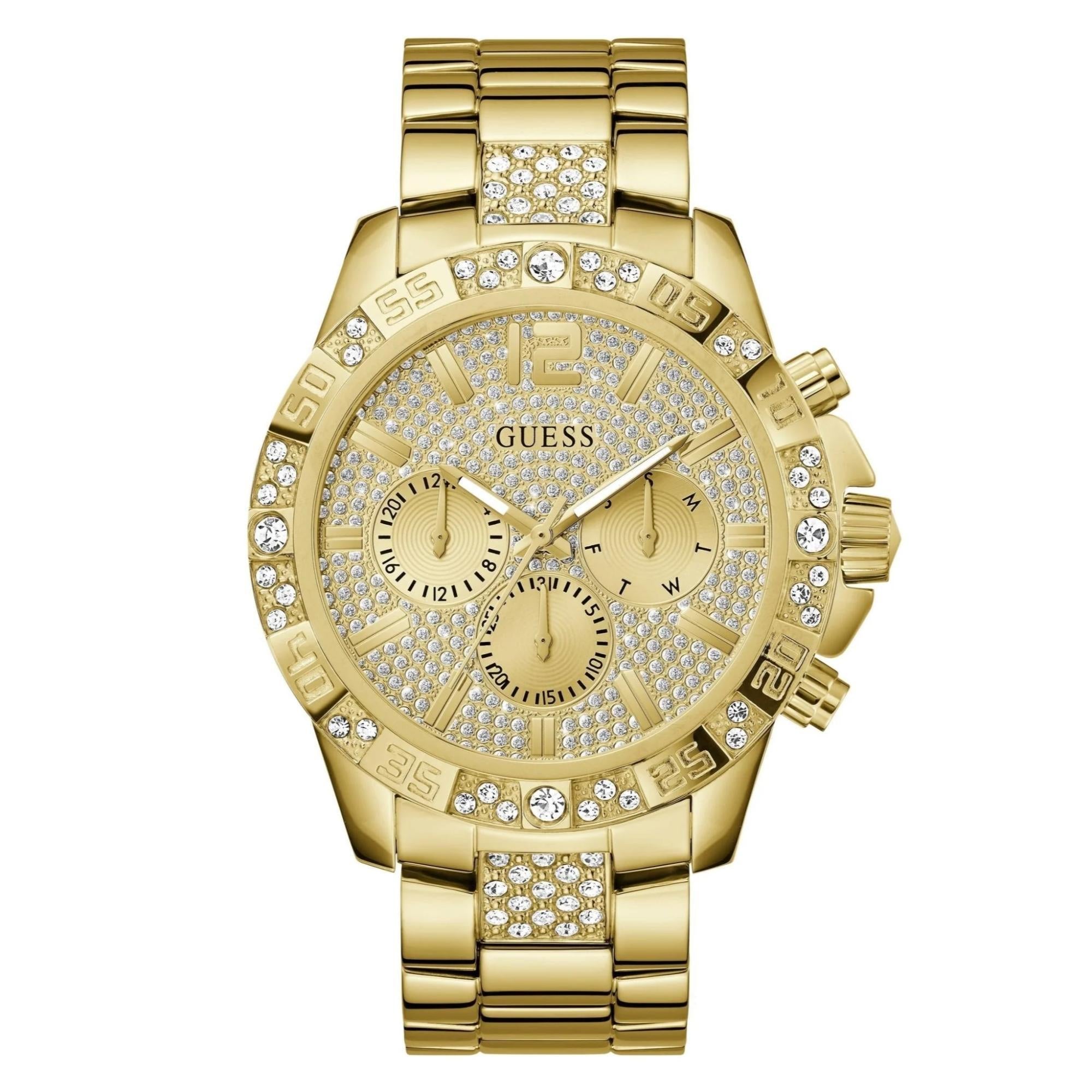 GUESS Majestic Gold Tone Stainless Steel Strap Champagne Dial Men’s Watch GW0796G2
