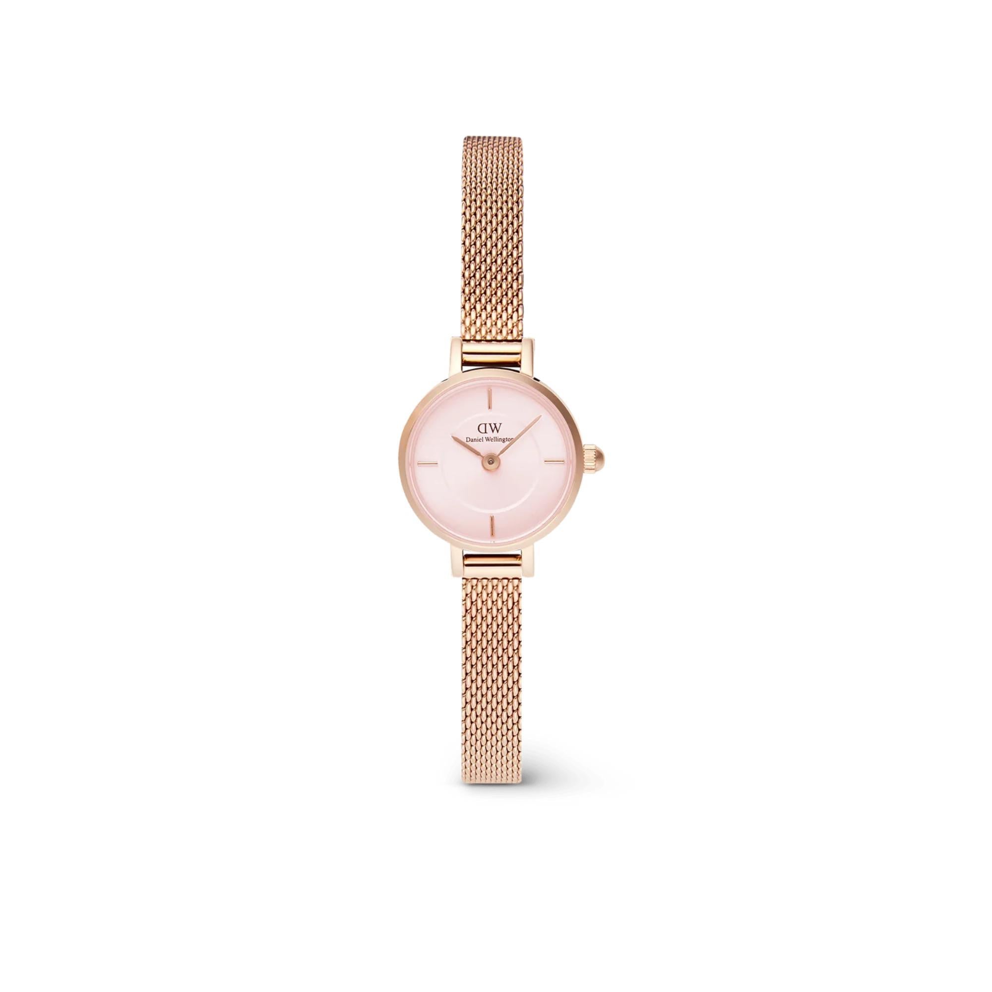 Daniel Wellington Petite Mini Melrose Pink Dial Stainless Steel Strap Women’s Watch DW00100743