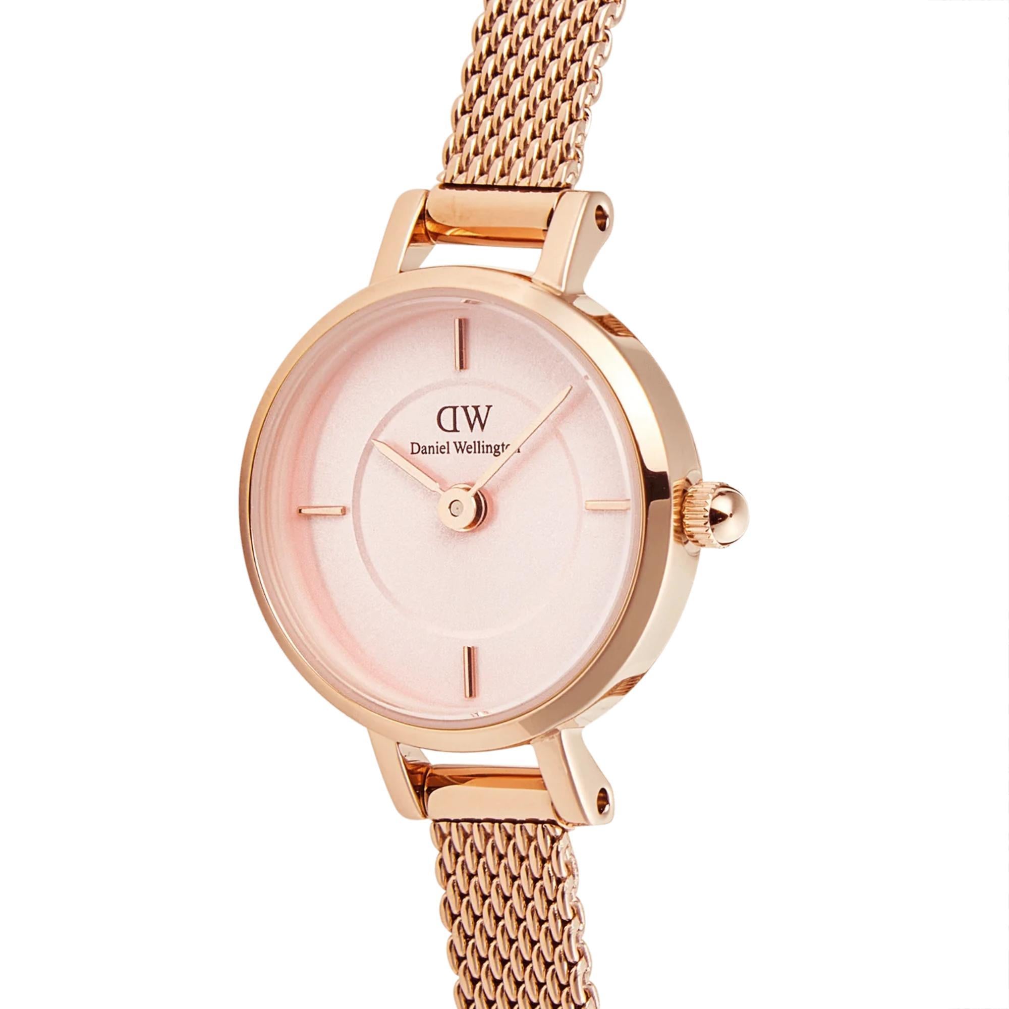 Daniel Wellington Petite Mini Melrose Pink Dial Stainless Steel Strap Women’s Watch DW00100743