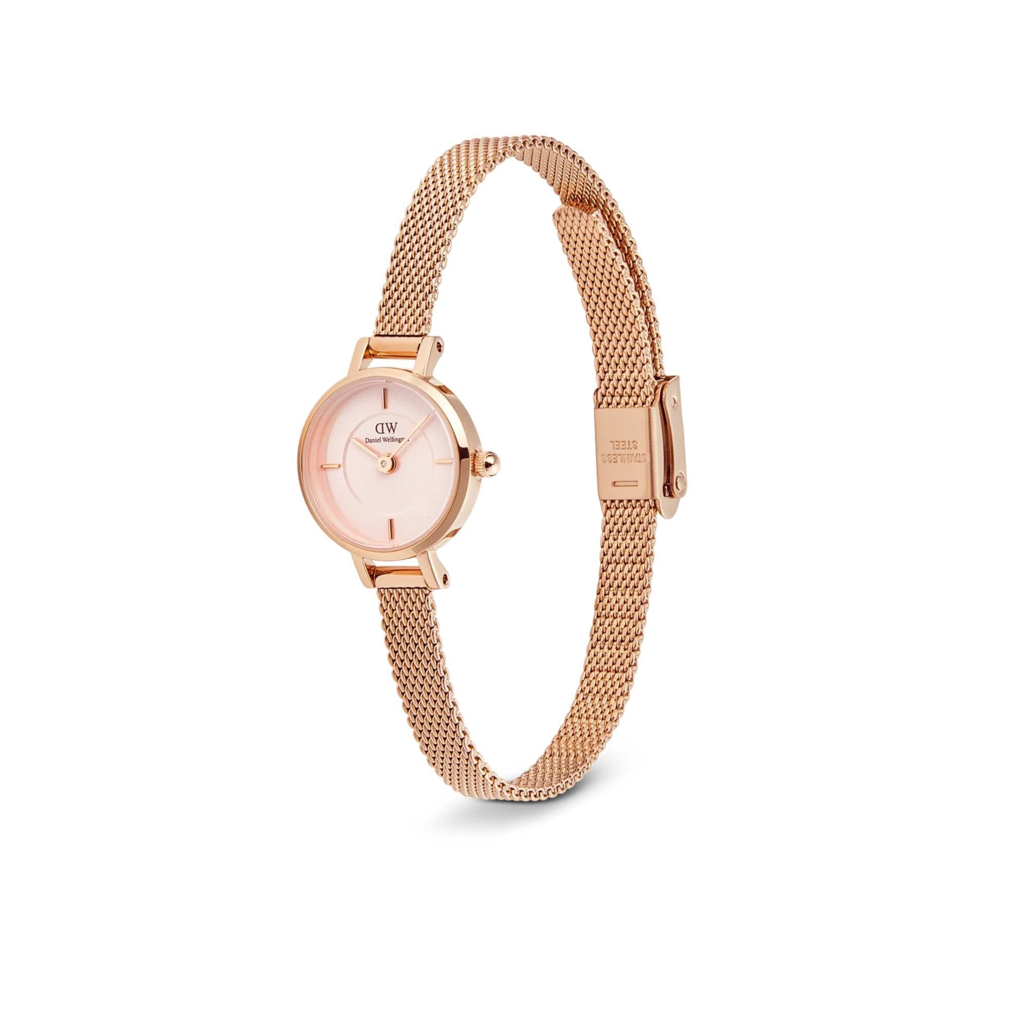 Daniel Wellington Petite Mini Melrose Pink Dial Stainless Steel Strap Women’s Watch DW00100743