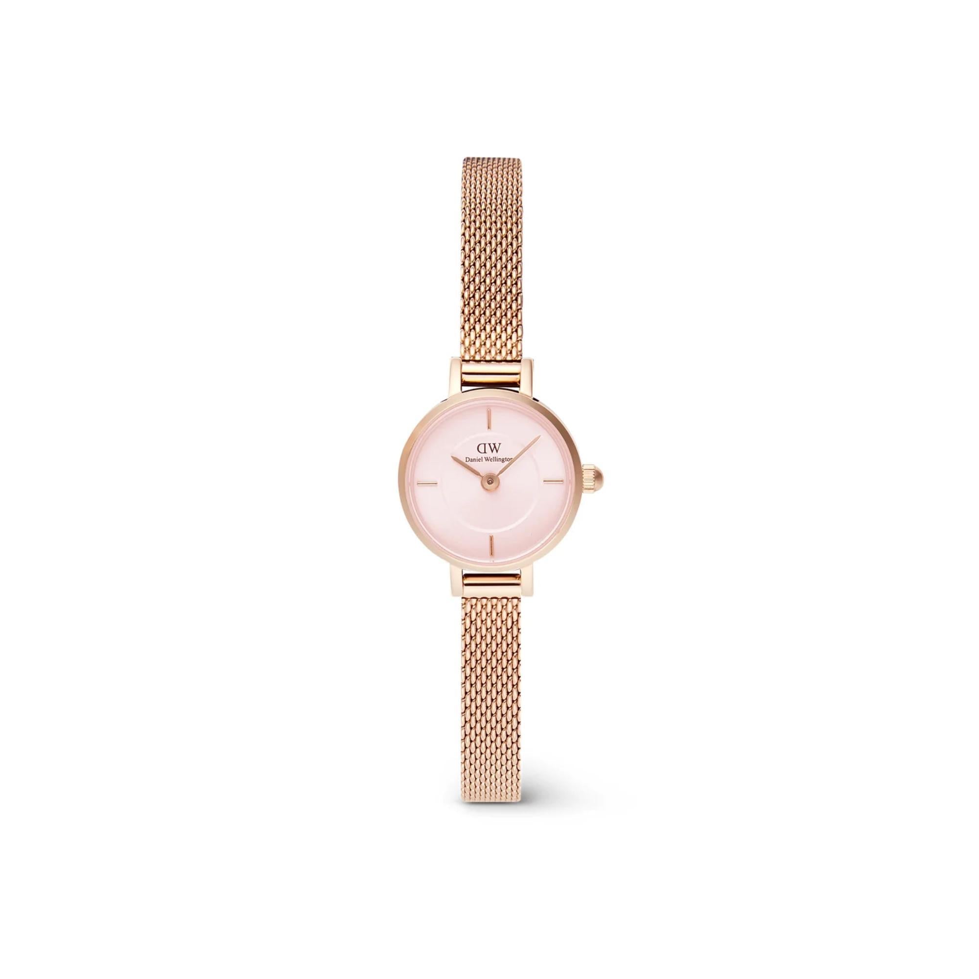Daniel Wellington Petite Mini Melrose Pink Dial Stainless Steel Strap Women’s Watch DW00100743